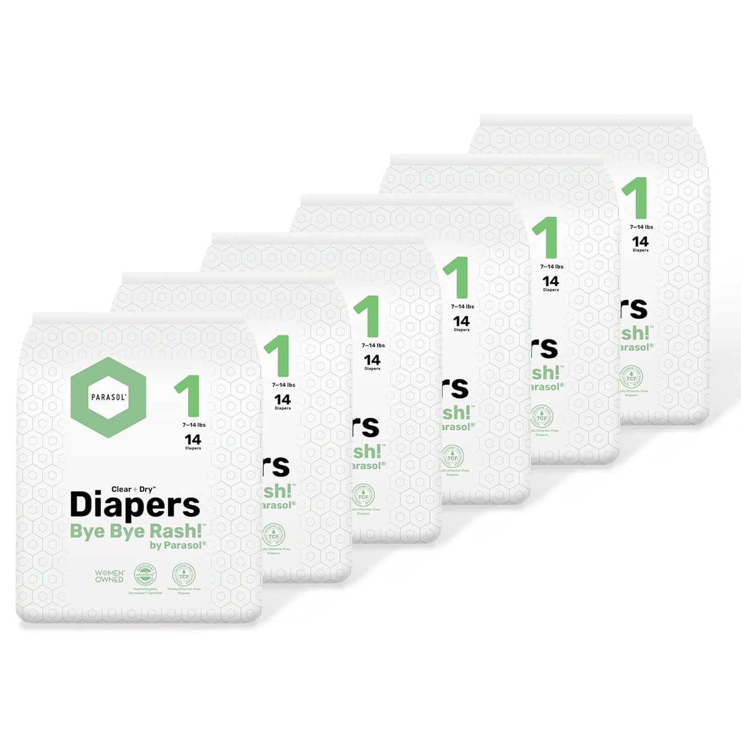 PARASOL Clear+Dry Disposable Diapers | RashShield Protection, Leakproof Design, Hypoallergenic | Size 4, (20-32 lbs) 48 Count