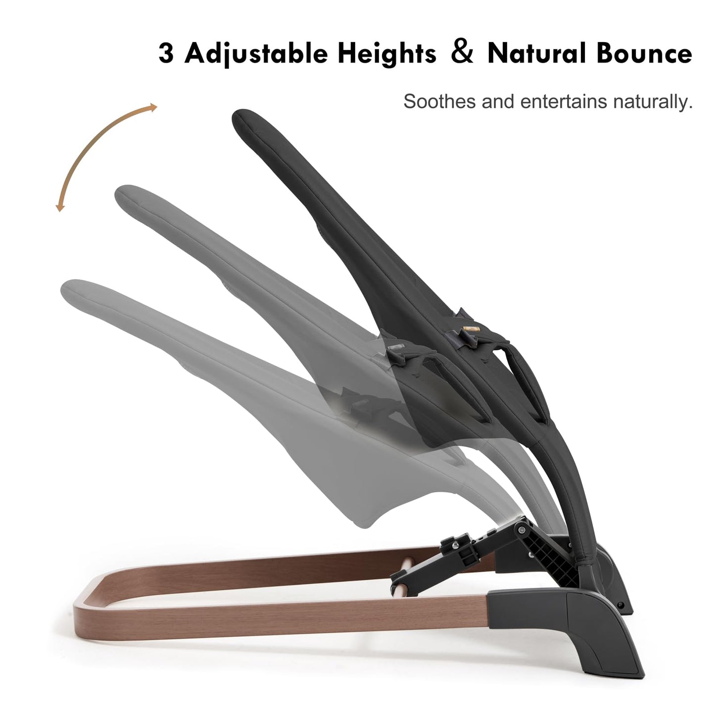 Foldable Baby Bouncer, Baby Seat with 3 Adjustable Heights, Portable Newborn Rocker