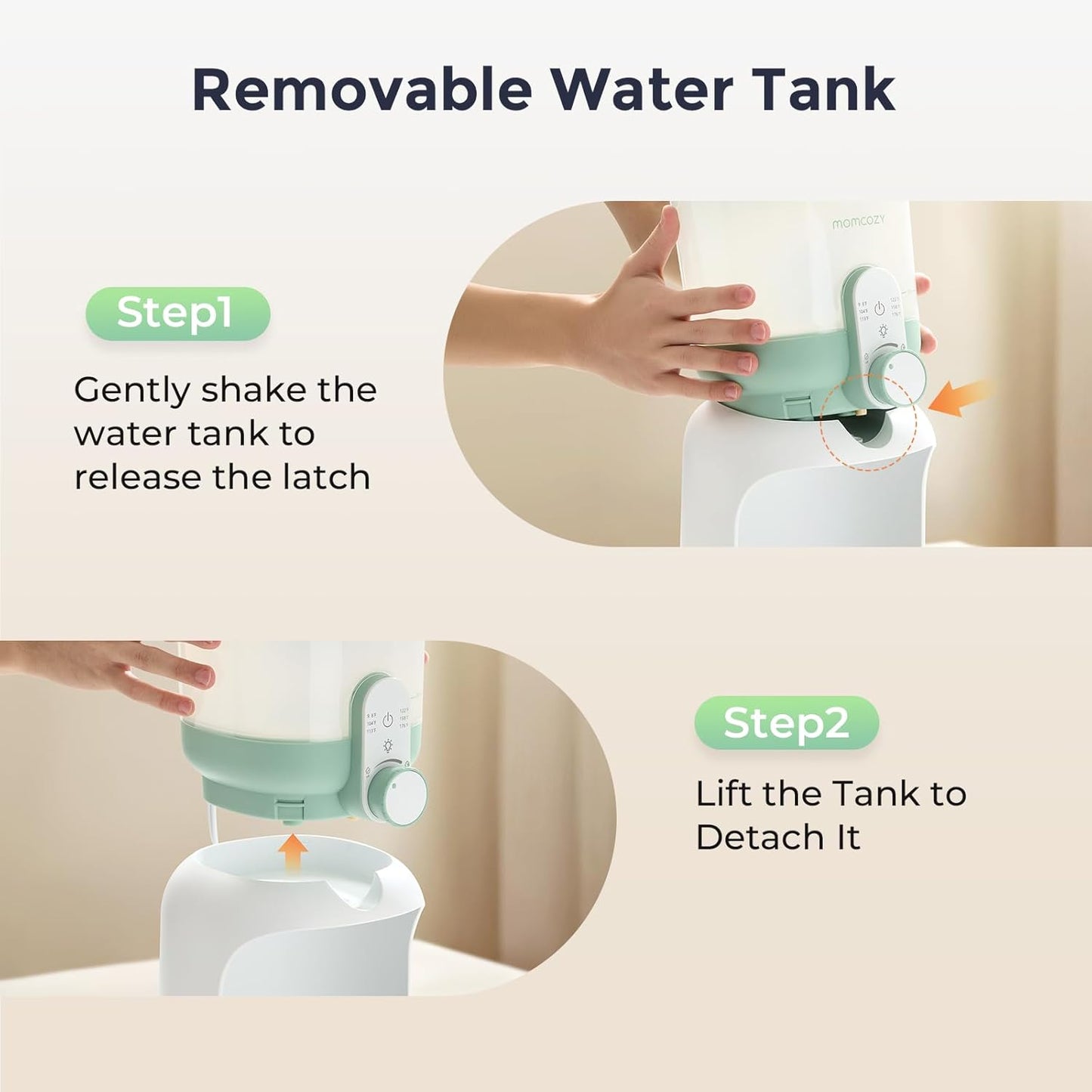 Momcozy Dual Lights Water Warmer for Night Feedings, Instant Bottle Warmer for Making Formula, 57 Oz Larger Capicity, Formula Dispenser with 6 Temp Options, Breastfeeding Essentials
