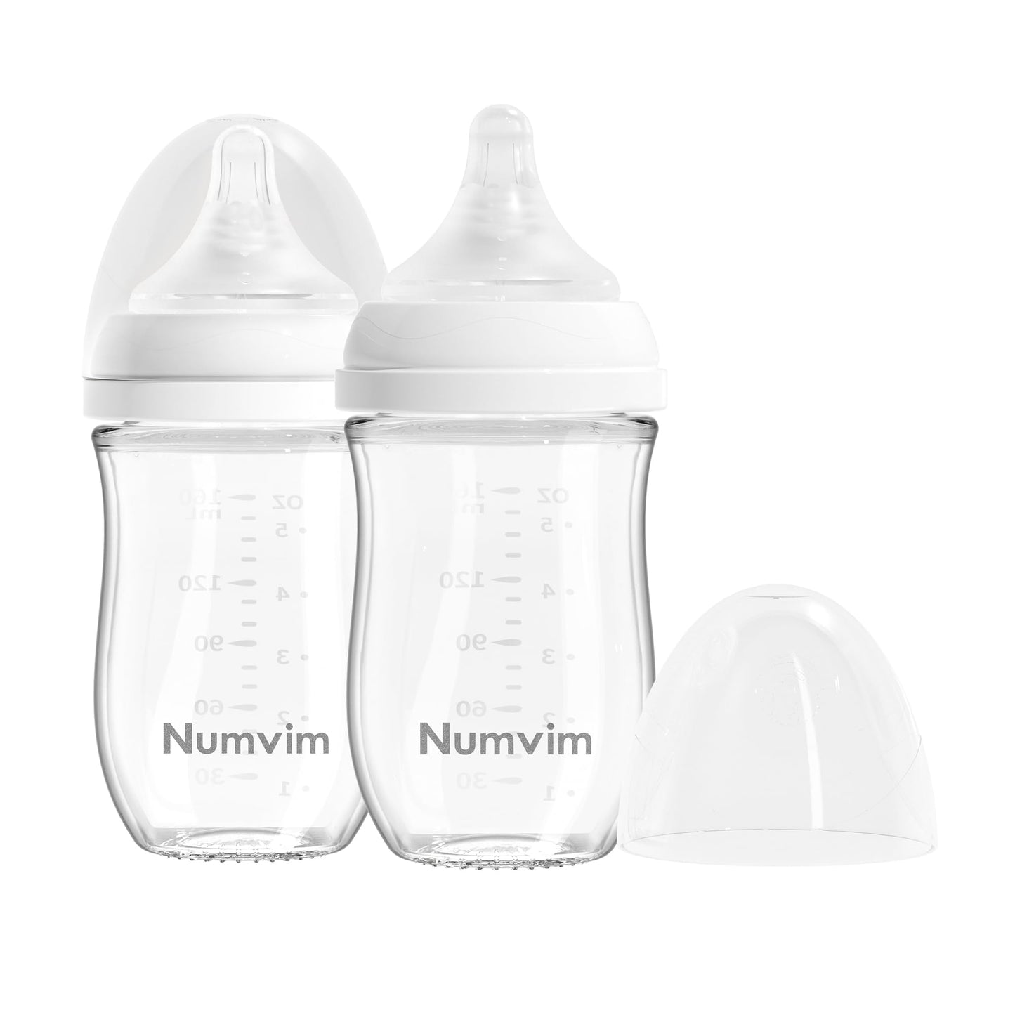 Glass Nurturing Baby Bottle Gentle & Extra Slow Flow, Newborn Breastfeeding Bottle with Anti Colic Nipple for 0 Months Babies, Includes SS Nipples(3Oz, 2 Packs)
