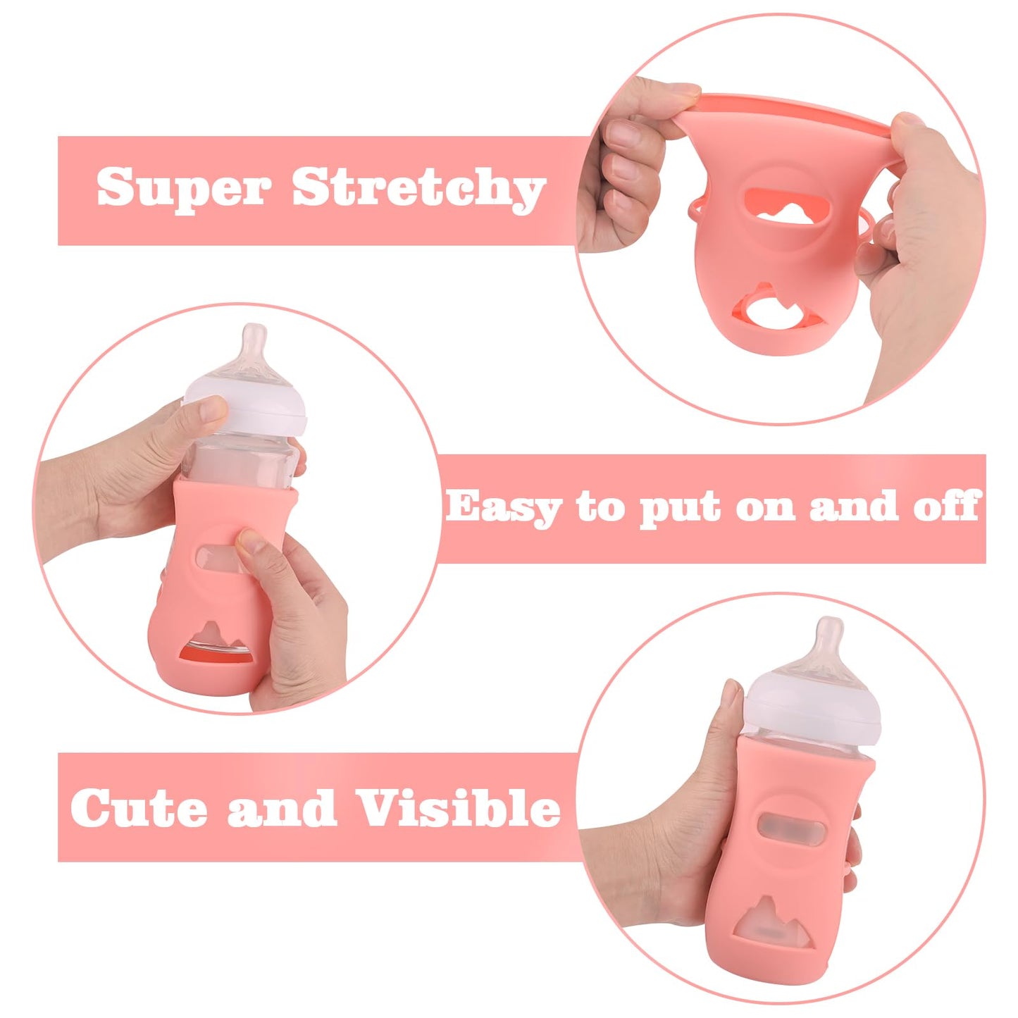3 Pack Silicone Sleeves for Avent Natural Glass Baby Bottles, Anti Breakage Baby Bottle Holder, Compatible Philips Avent Glass Natural Baby Bottle 4 oz(Grey+Dark Blue+Apricot)