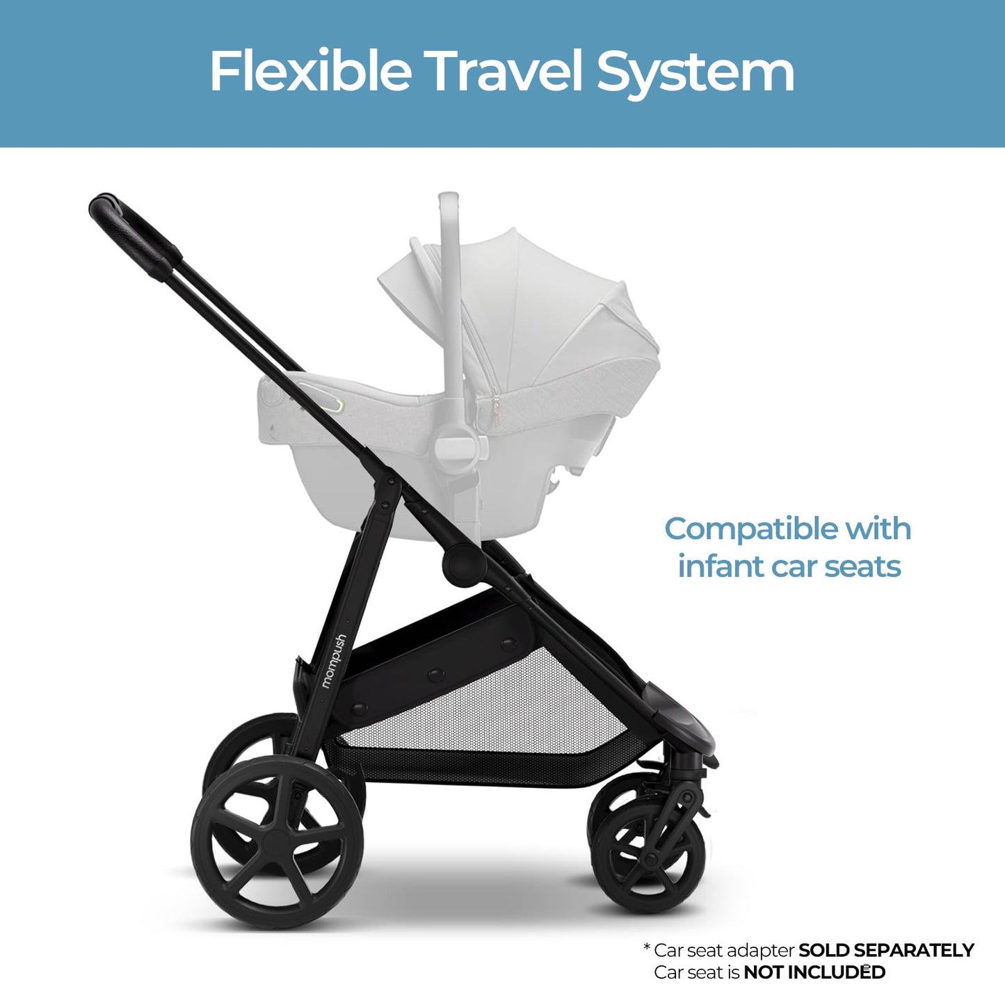 Mompush Wiz 2-in-1 Convertible Baby Stroller with Bassinet Mode, Foldable Infant Stroller with Reversible Seat and Large UPF 50+ Canopy