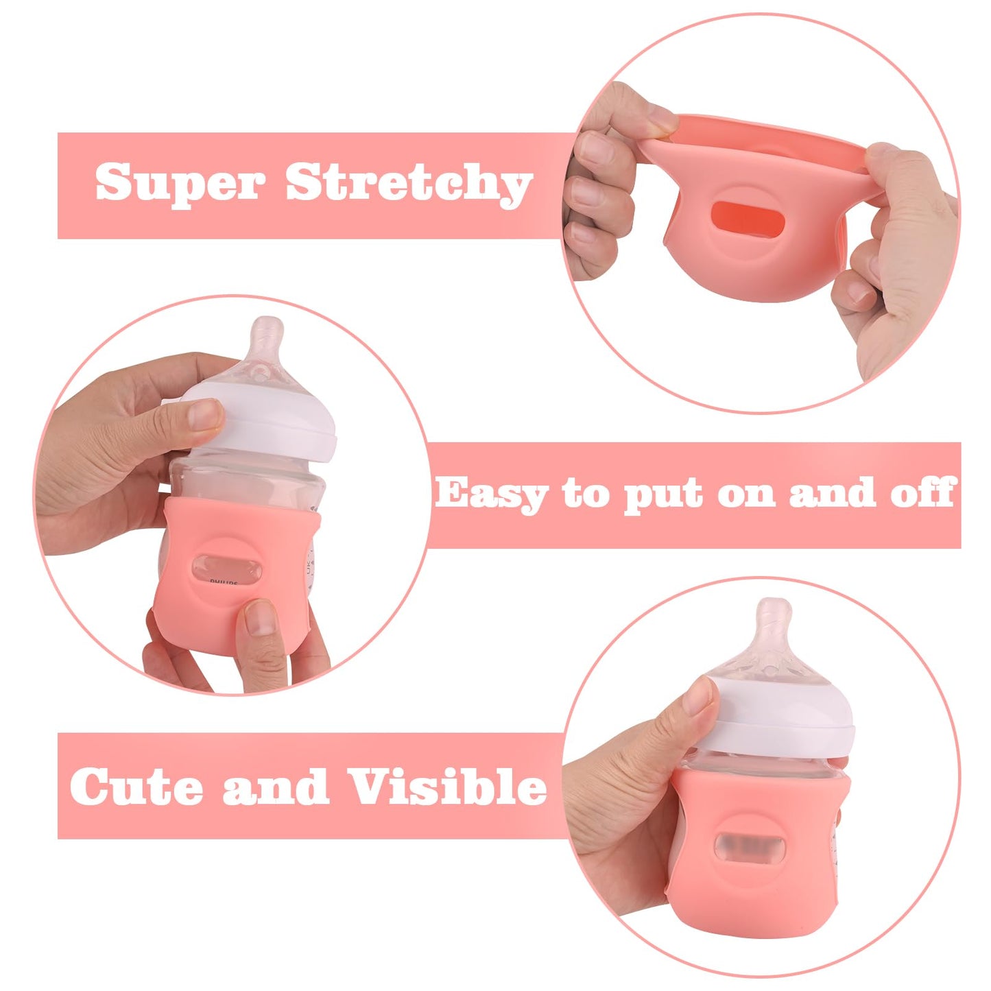 3 Pack Silicone Sleeves for Avent Natural Glass Baby Bottles, Anti Breakage Baby Bottle Holder, Compatible Philips Avent Glass Natural Baby Bottle 4 oz(Grey+Dark Blue+Apricot)