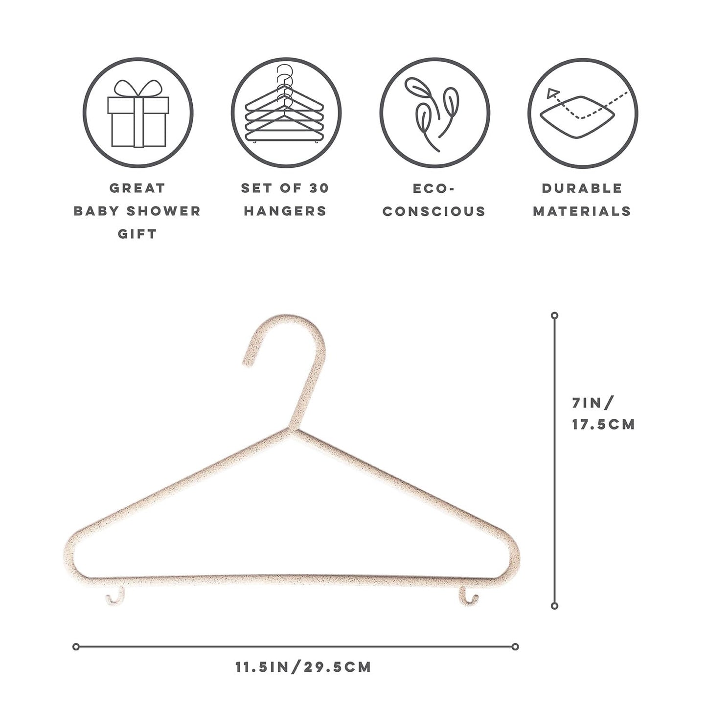 Sustainable Wheat Straw Plastic Toddler & Kids Hangers – Pack of 30