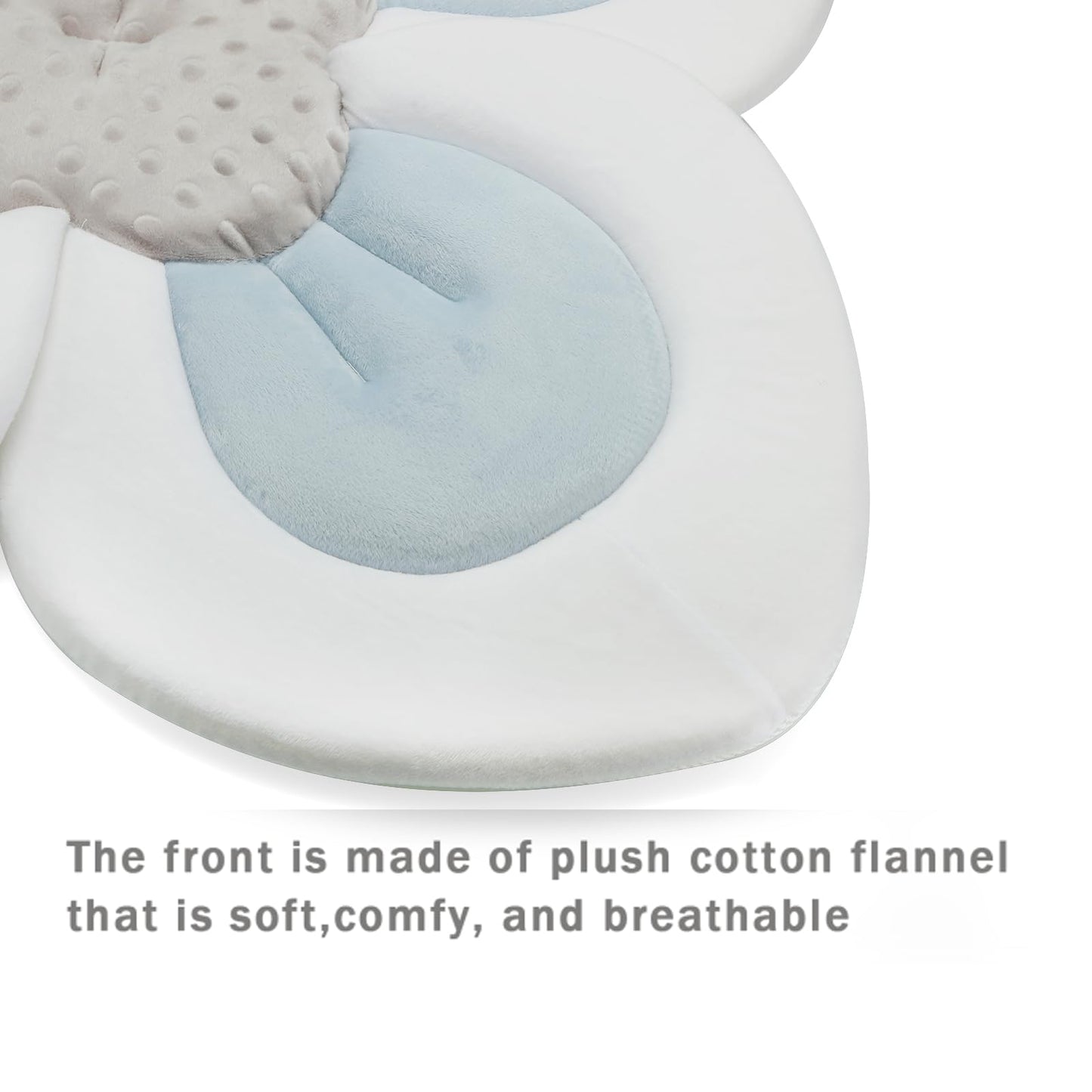 PandaEar Baby Bath Pad for Infant Newborn | Soft Flower Petals for Sink Bathtub Essentials Shower Gift (Grey)