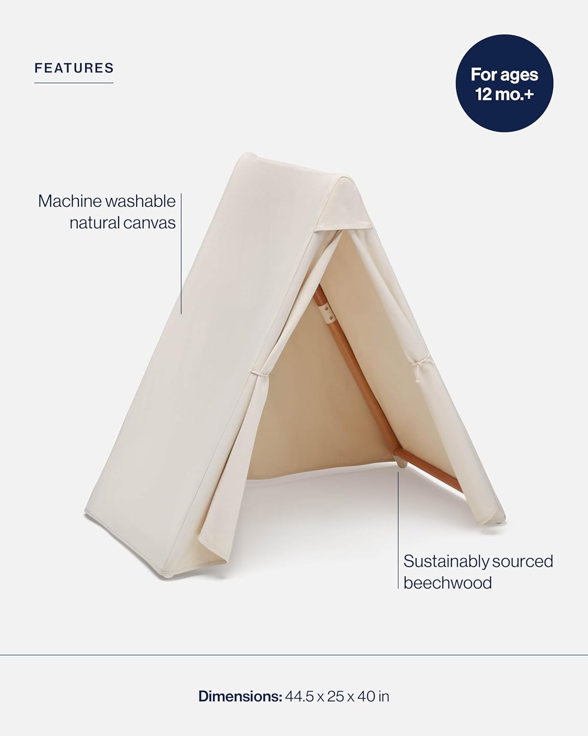 Lalo Play Tent - Indoor Tent for Kids and Toddlers, Made of FSC Certified Beechwood & Natural Canvas