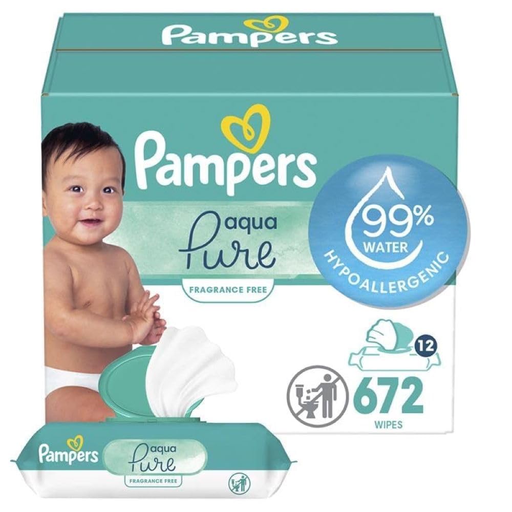 Pampers Baby Wipes Aqua Pure, 99% water-based wipes