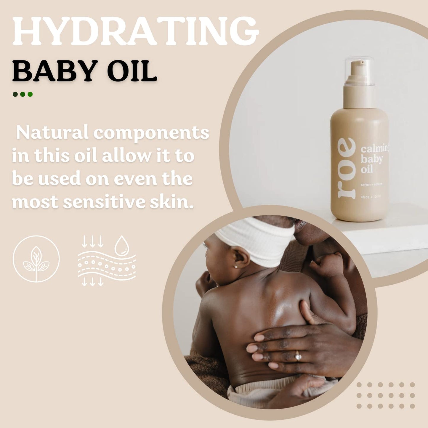 Baby Oil Calming & Soothes, Hydrates Rough and Irritated Skin | All Natural Non-Greasy Hydrating Baby Oil | Moisturize Full Body (Calming Baby Oil)