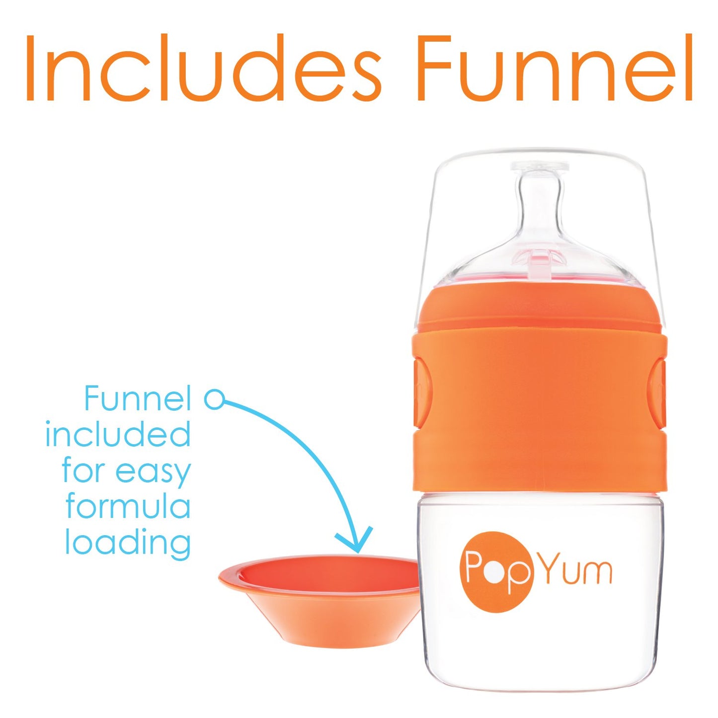 PopYum Orange Formula Making Baby Bottle Starter Set, 4-Pack