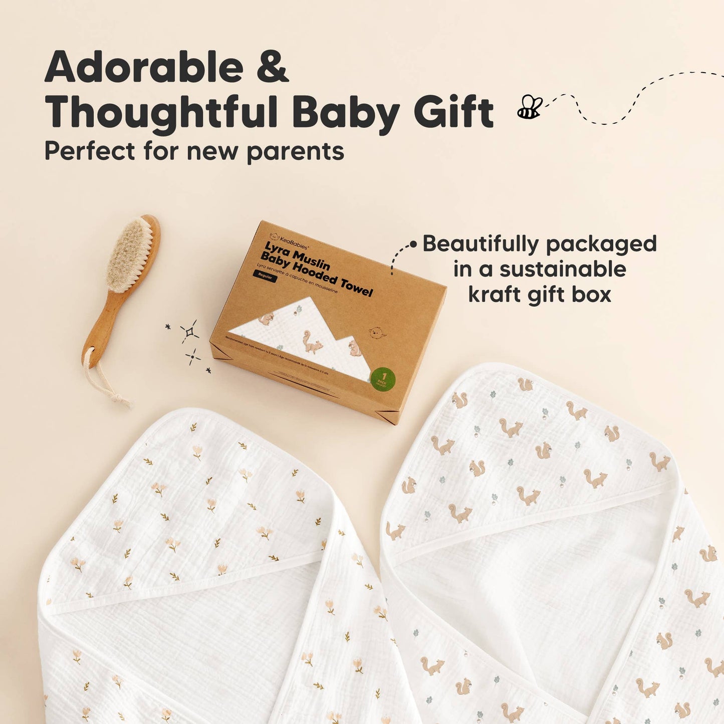 KeaBabies - KeaBabies Lyra Muslin Hooded Towel - All The Things Baby