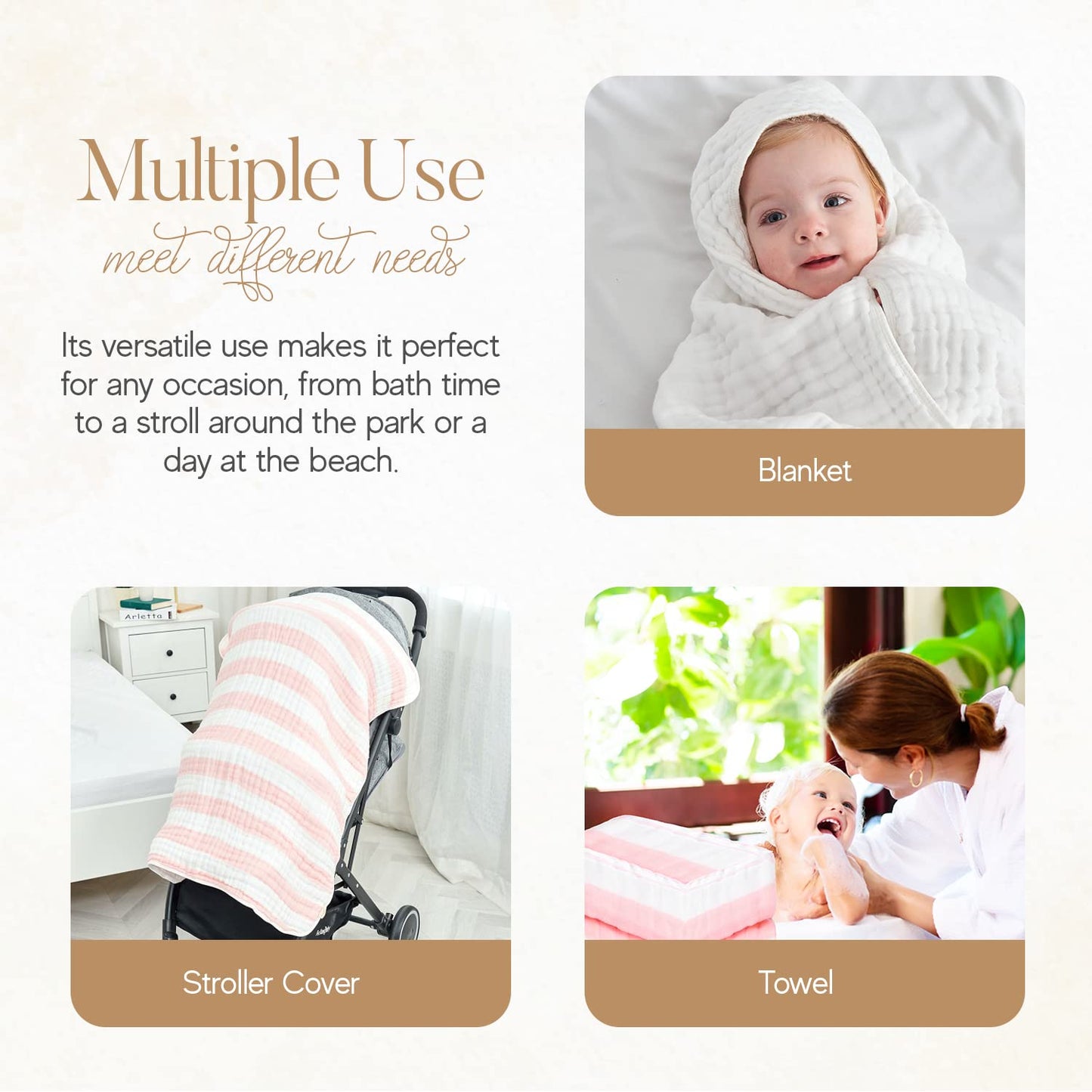 Muslin Hooded Baby Towel 4 Pack