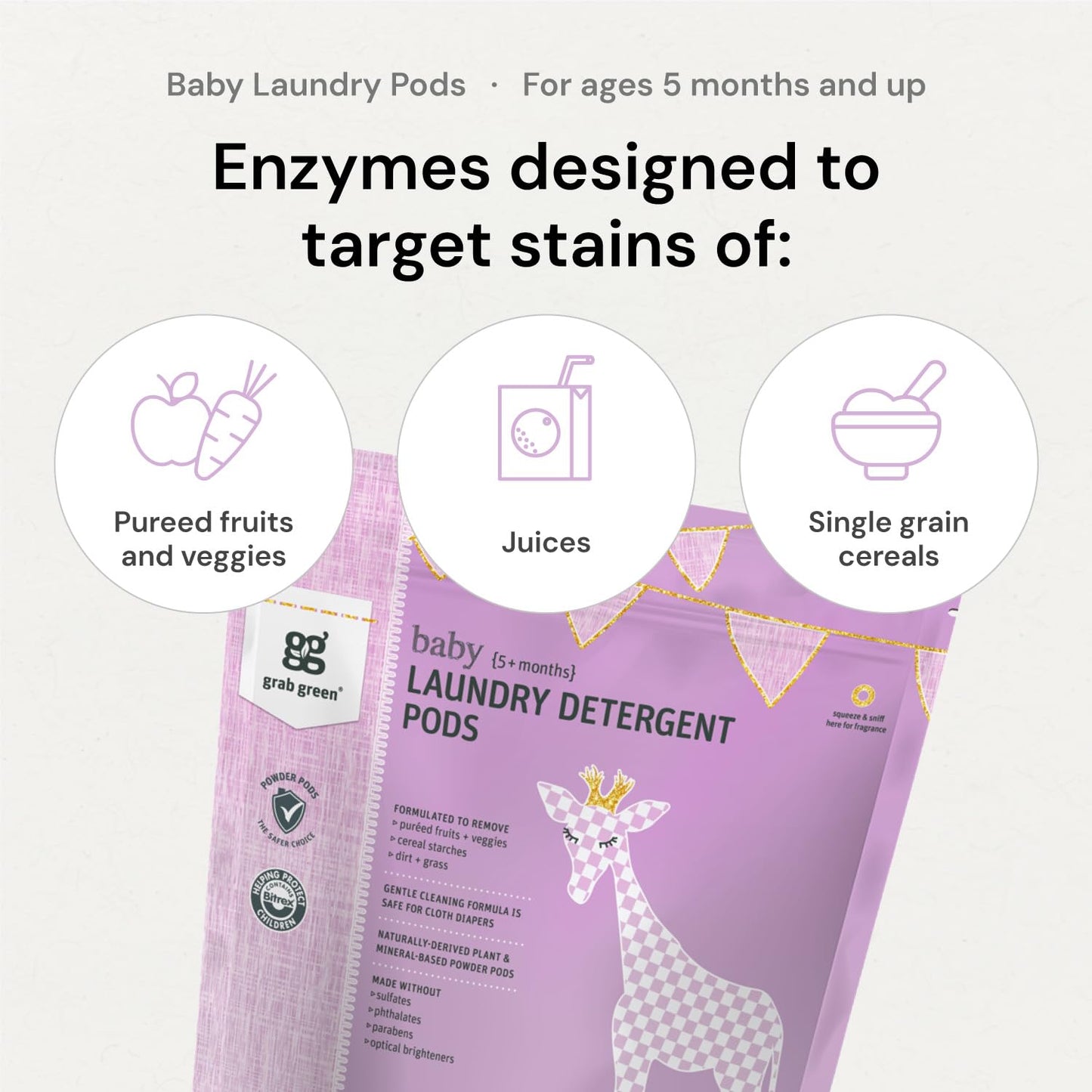 Grab Green Newborn Baby Laundry Detergent Pods, 60 Loads