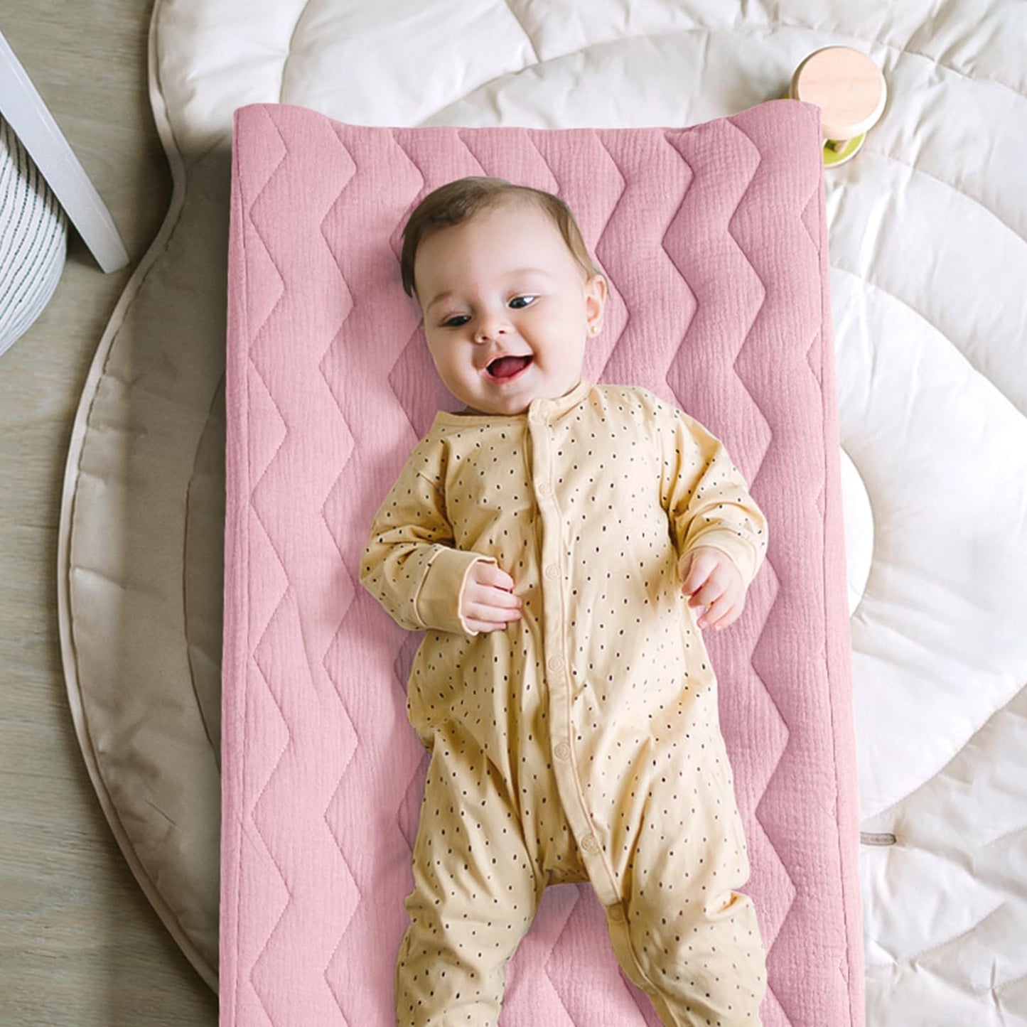 lulumoon Muslin Changing Pad Cover: Baby Cotton Quilted Changing Table Cover