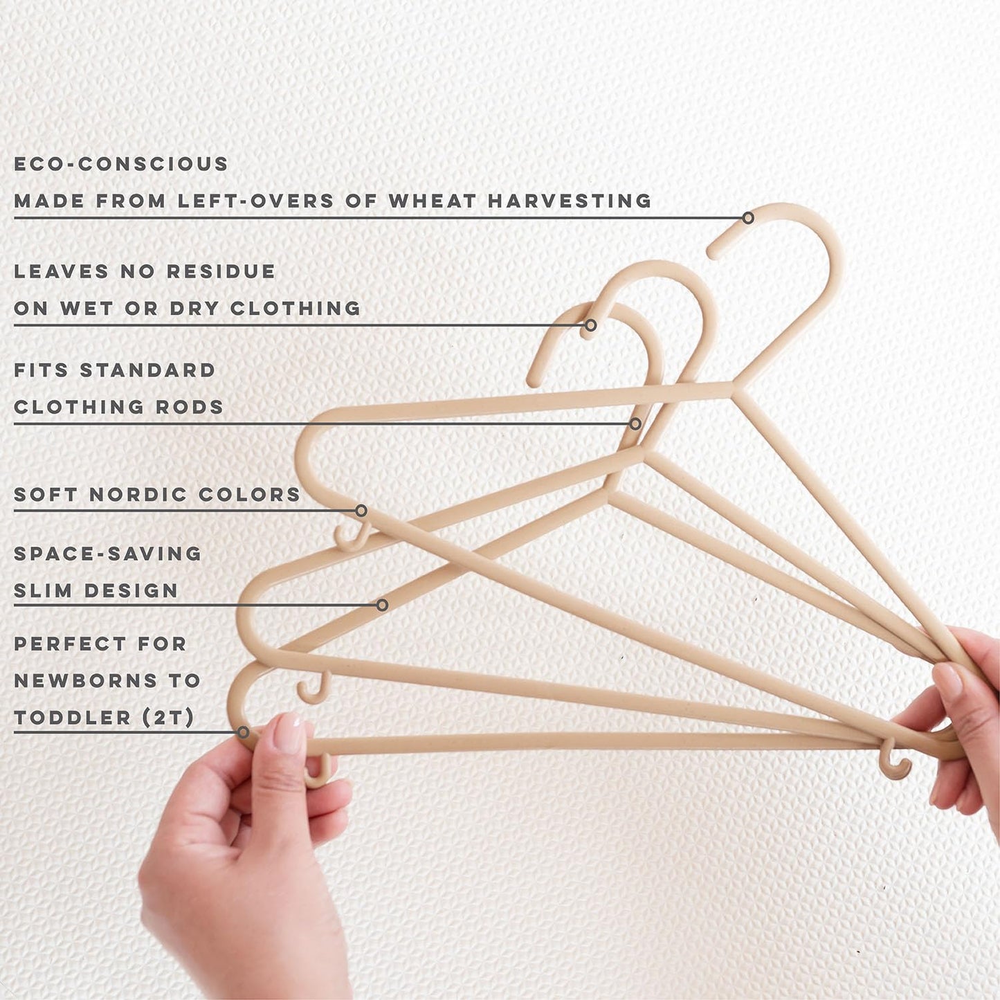 Sustainable Wheat Straw Plastic Toddler & Kids Hangers – Pack of 30
