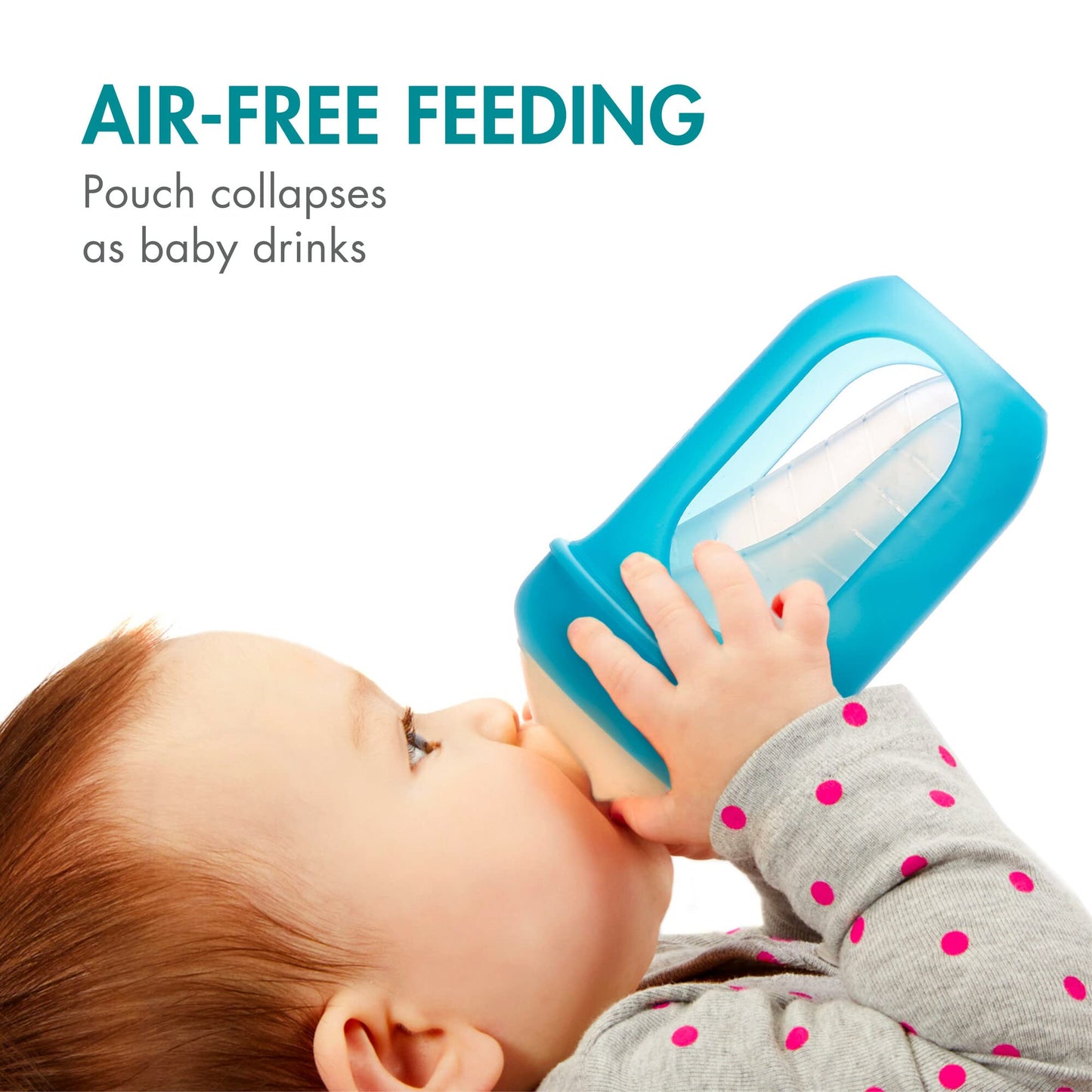 Boon Nursh Reusable Silicone Pouch Baby Bottles - Medium Flow Nipple - Silicone Baby Bottle Pouch and Nipple - Baby Feeding Essentials - Pink - 3-6 Months - 3 Count - 8 Ounce