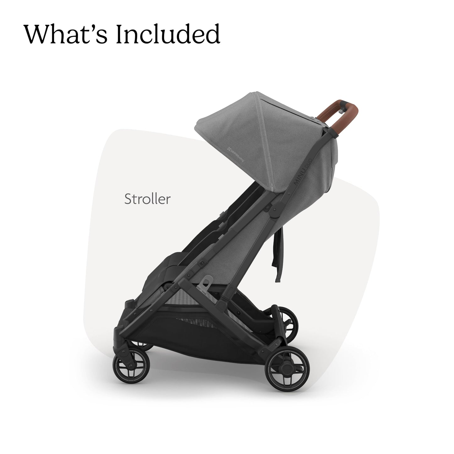 UPPAbaby Minu Duo Side-by-Side Double Stroller - Lightweight + Compact Design for Travel - Easy Fold- From Birth to Toddler - Independent Recline -Greyson(Charcoal Mélange/Carbon Frame/Saddle Leather)