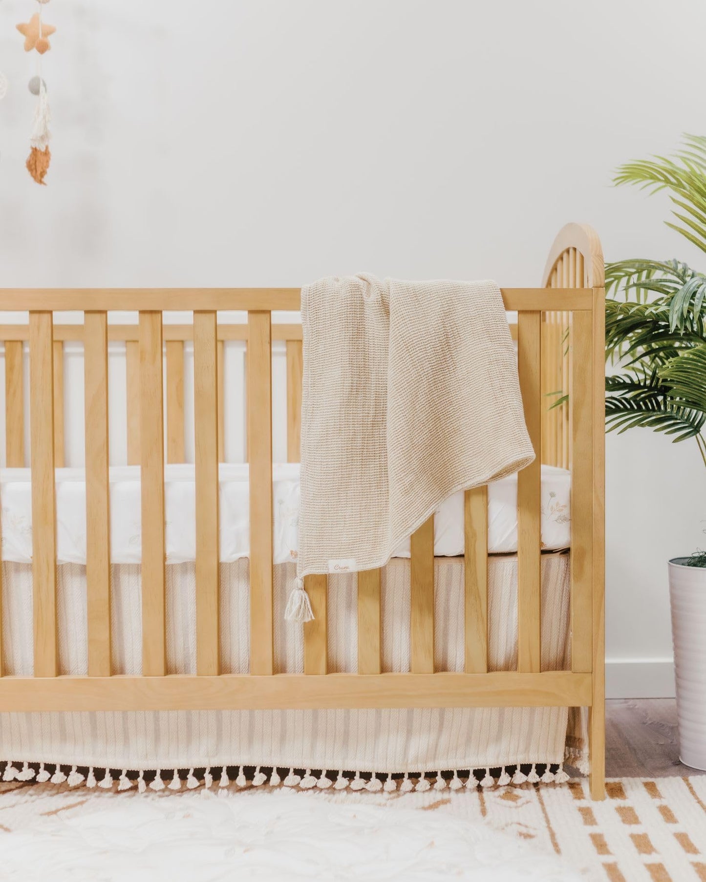 Crane Baby Blanket, 36” x 36”, Soft Cotton Quilted Nursery Blanket for Boys and Girls, Copper, Ezra Print