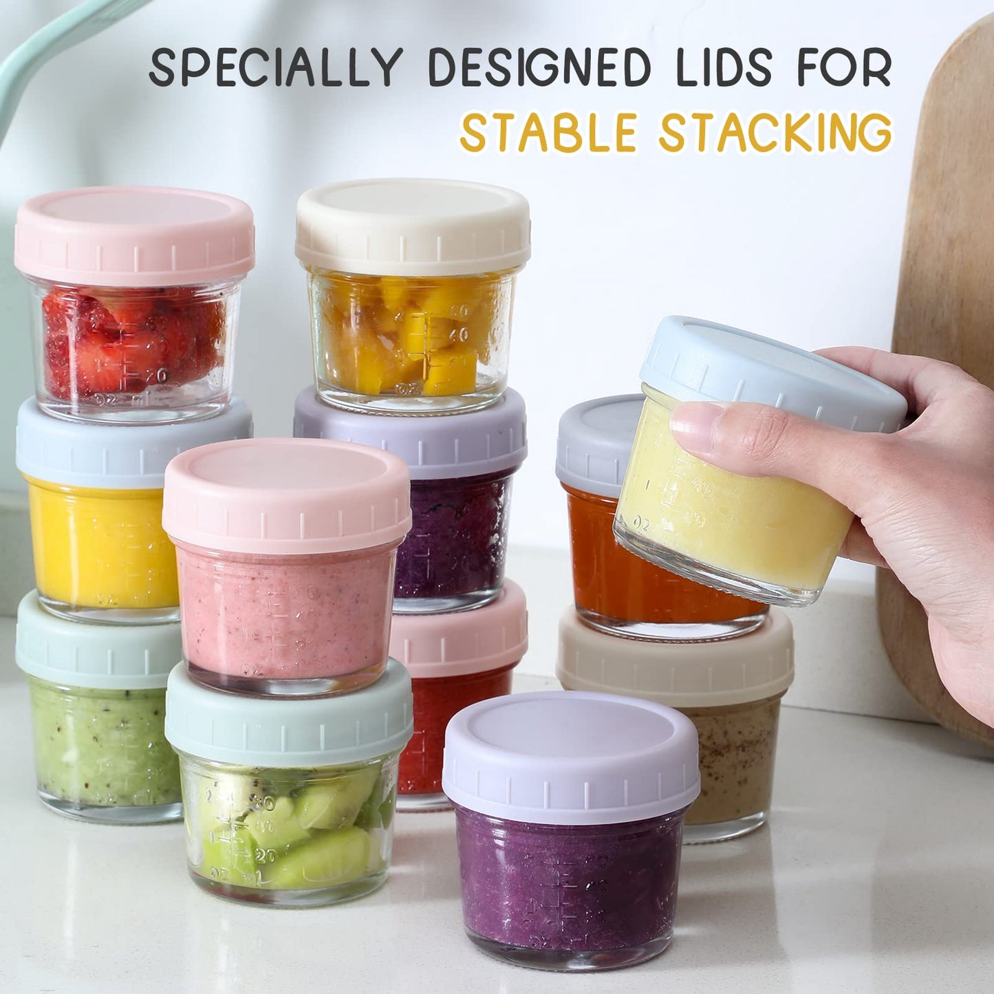 VITEVER 12 Pack Glass Baby Food Storage Containers