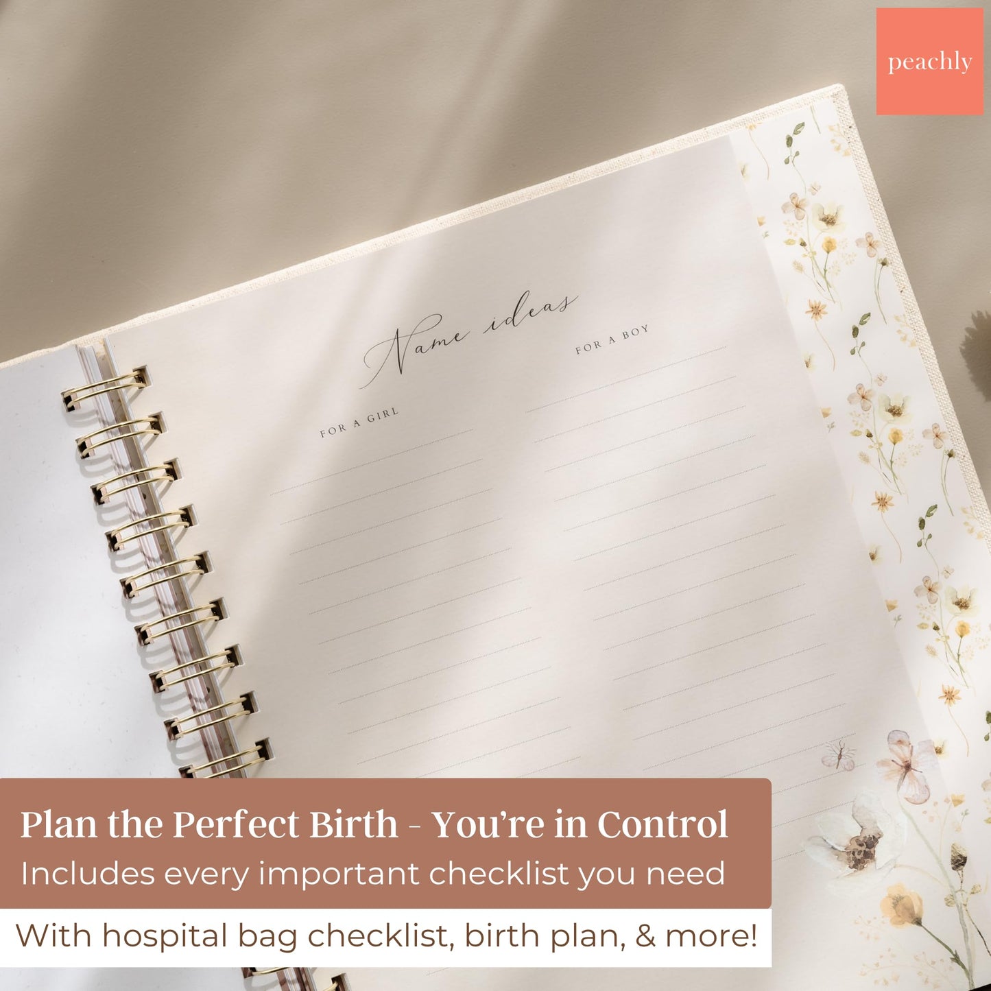 Peachly Pregnancy Journal - Linen Pregnancy Book to Capture Every Milestone - Pregnancy Must Haves - Baby Book Keepsake Pregnancy Journals For First Time Moms and Experienced Moms