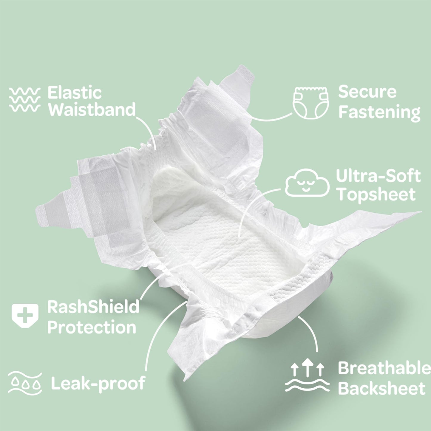 PARASOL Clear+Dry Disposable Diapers | RashShield Protection, Leakproof Design, Hypoallergenic | Size 4, (20-32 lbs) 48 Count