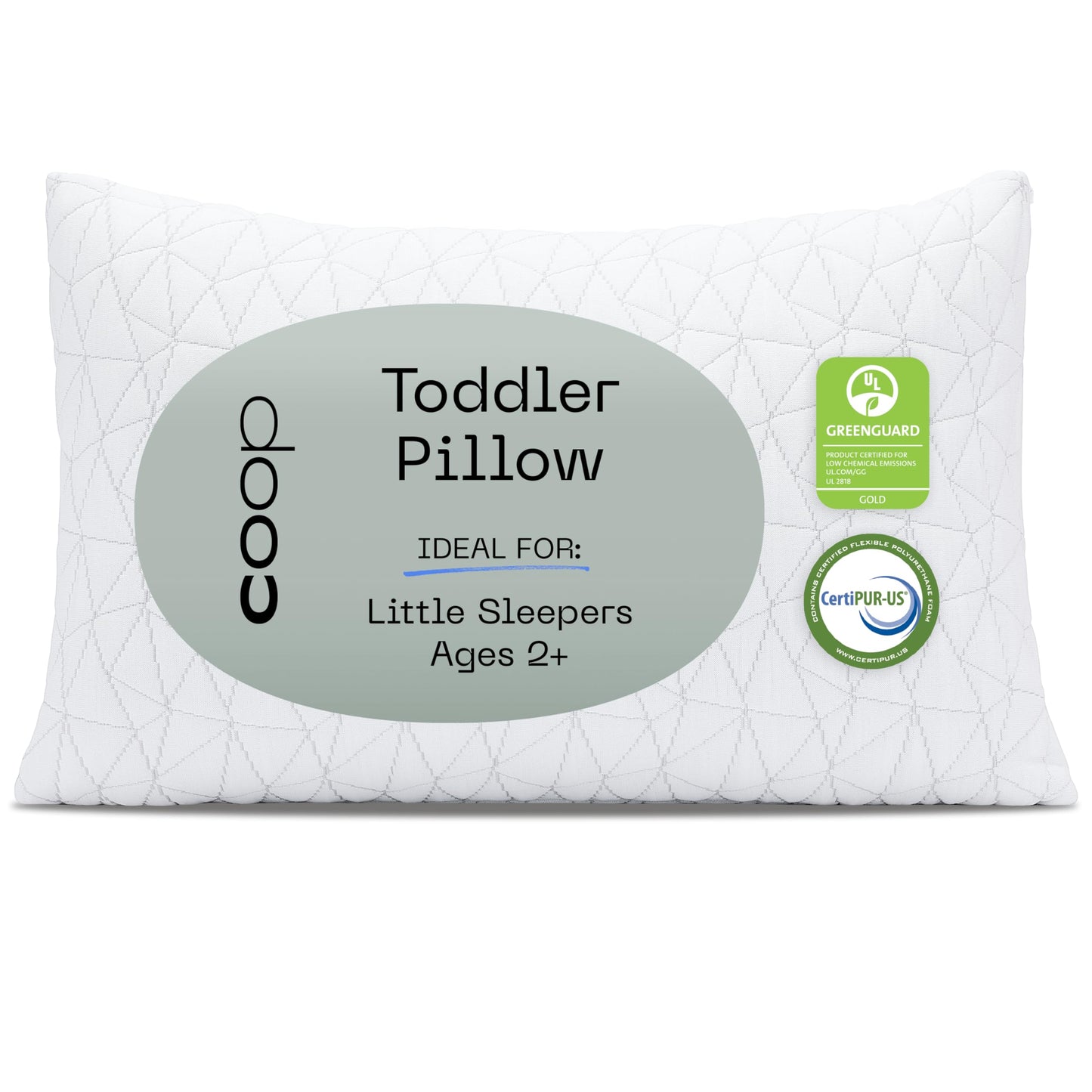 Coop Home Goods Original Toddler Adjustable Pillow, Soft, Breathable, with Premium Memory Foam and Zippered Cover, CertiPUR-US/GREENGUARD Gold