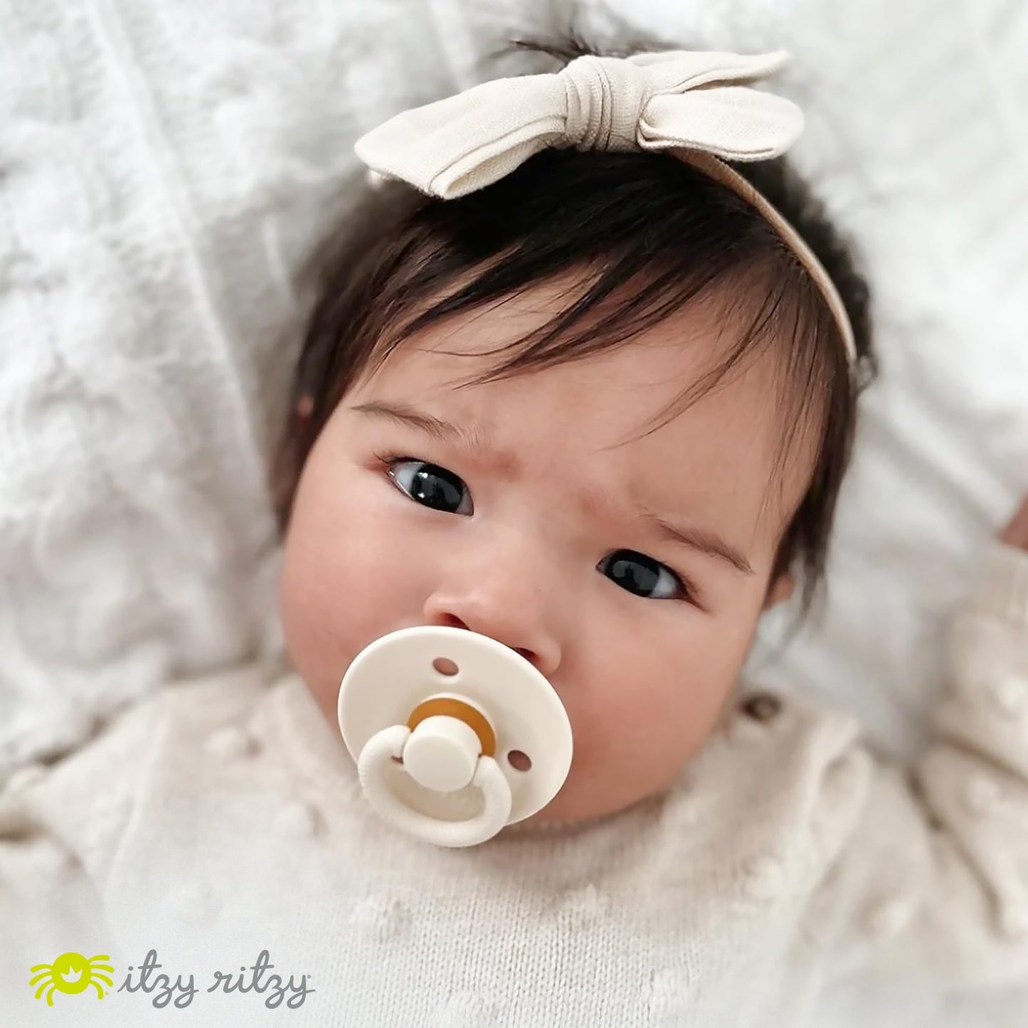 Itzy Ritzy Natural Rubber Pacifiers, Set of 2 – Natural Rubber Newborn Pacifiers with Cherry-Shaped Nipple & Large Air Holes for Added Safety; Set of 2 i