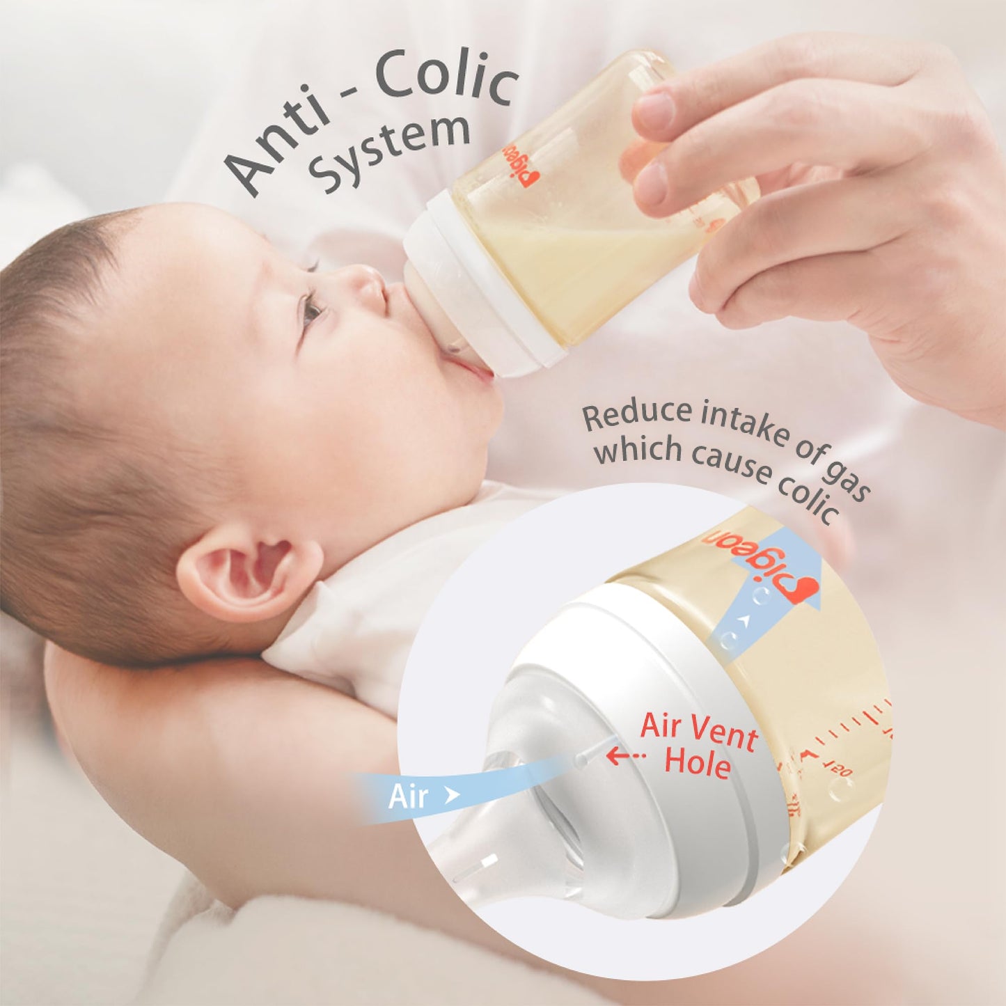 Pigeon PPSU Nursing Baby Bottle Wide Neck, Anti-Colic, Streamlined Body, Natural Feel
