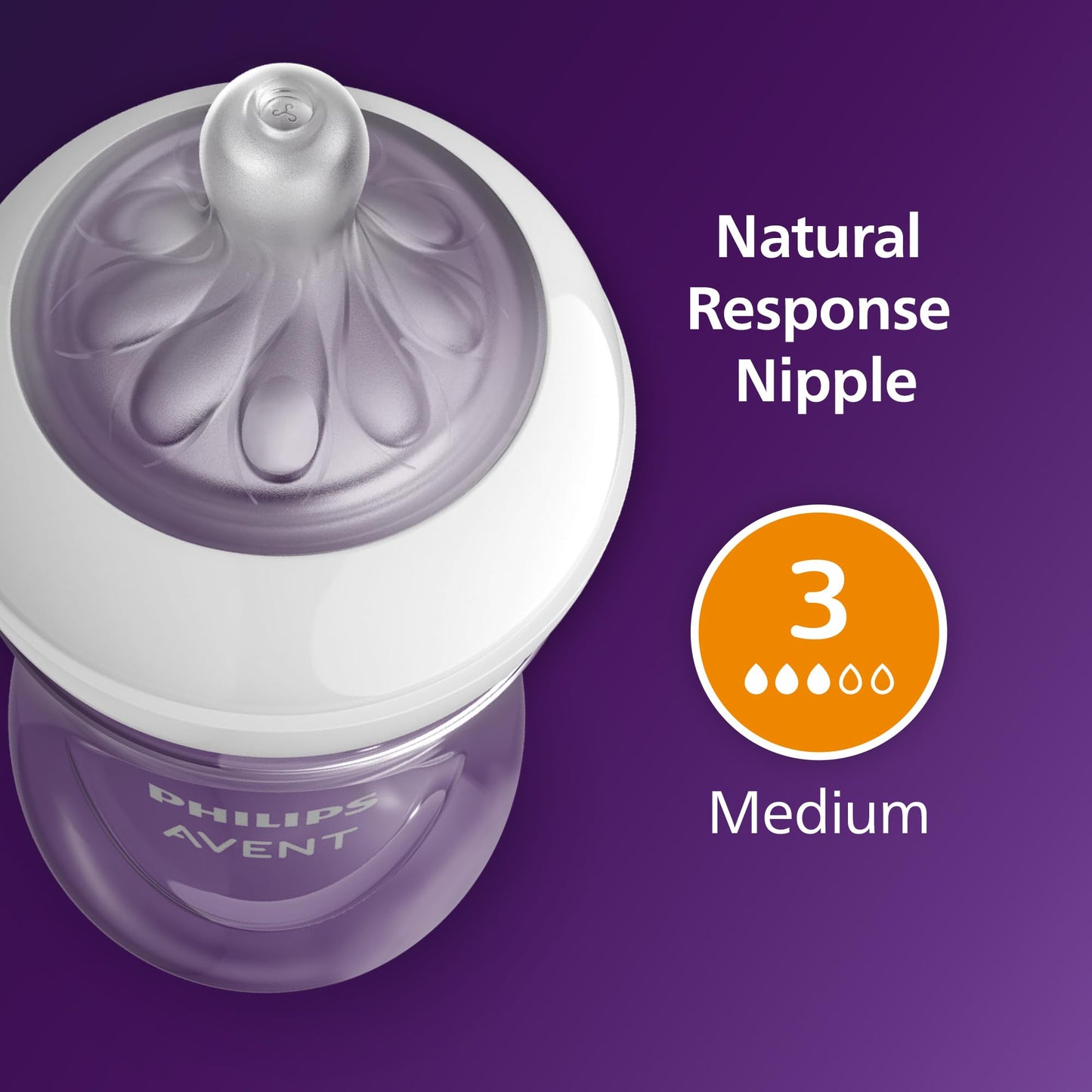 Philips Avent Natural Baby Bottles with Natural Response Nipples (Slow Flow, Flow 2), 4oz, 4-Pack