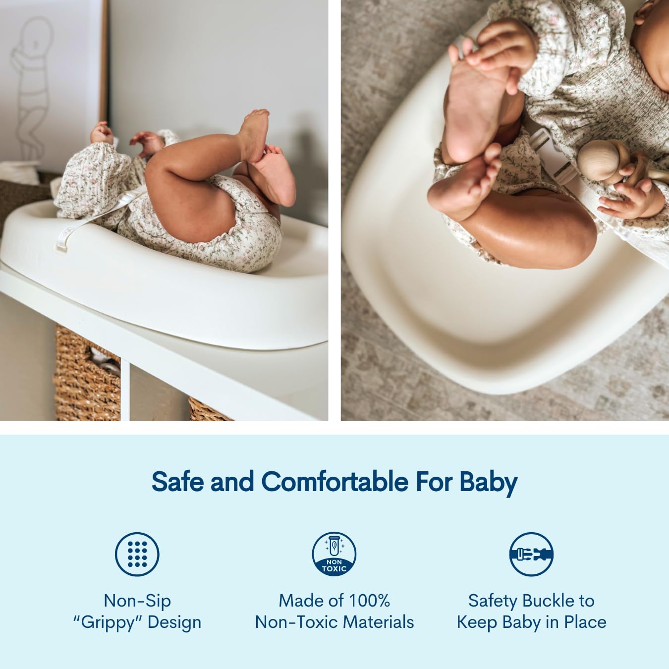 Upseat Baby Changing Pad, Non-Slip Grippy Design, Premium Cushioned Foam
