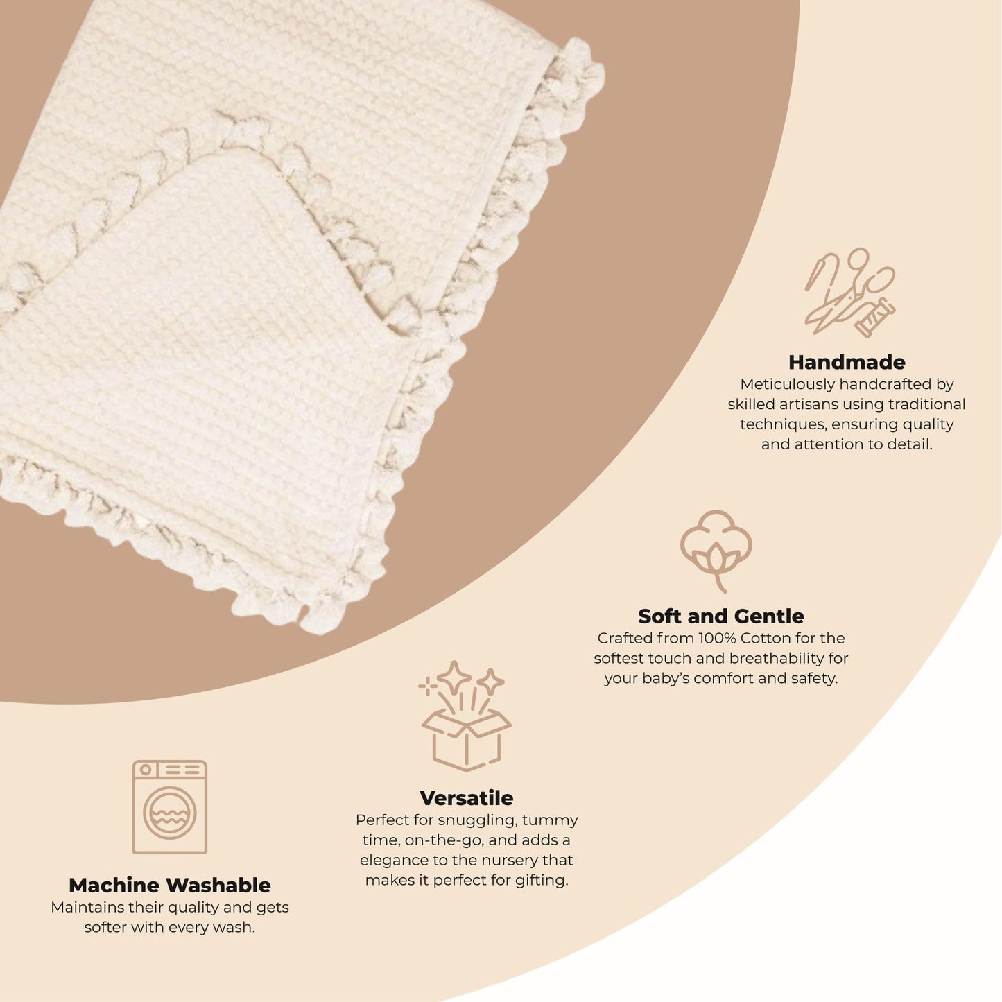Crane Baby Blanket, 36” x 36”, Soft Cotton Quilted Nursery Blanket for Boys and Girls, Copper, Ezra Print