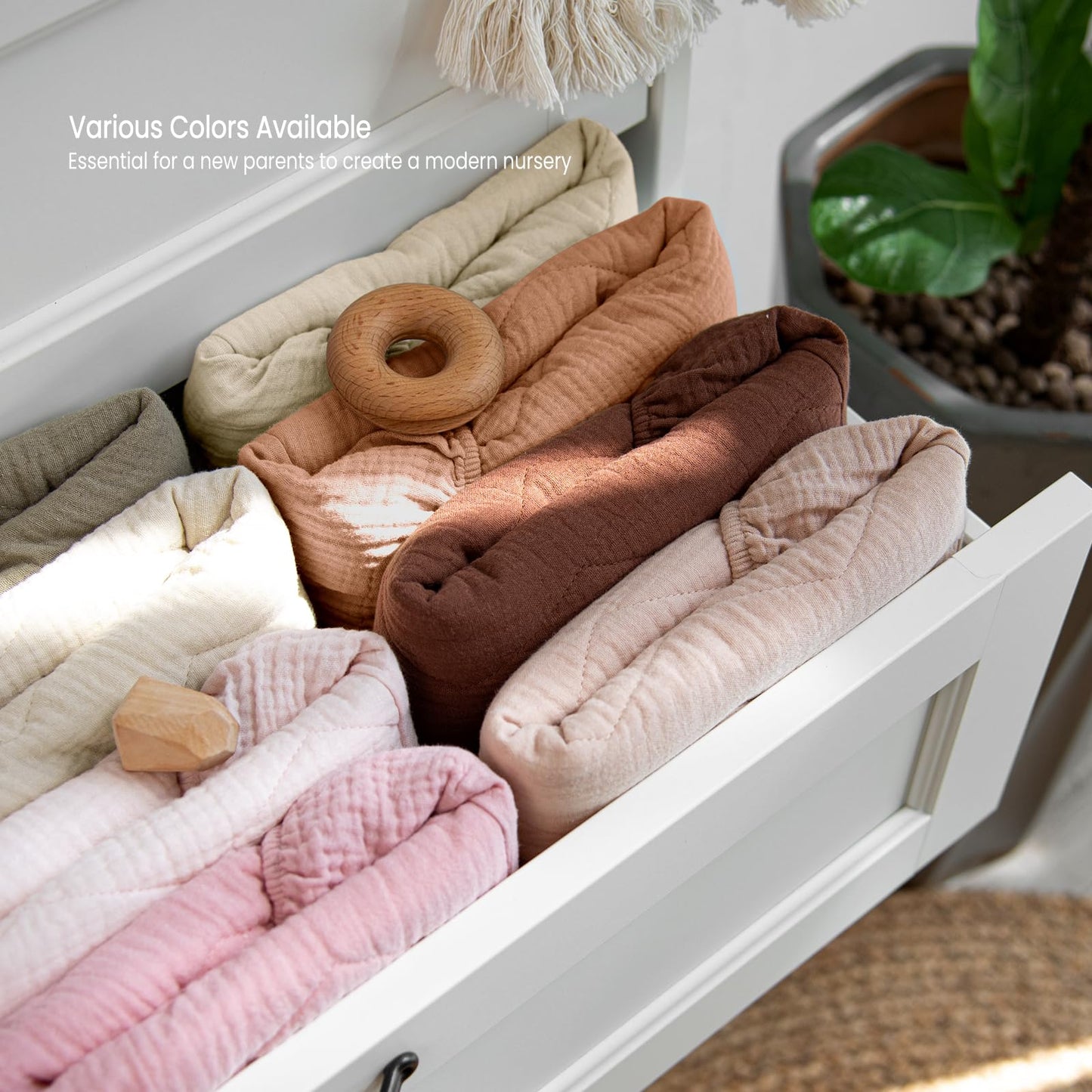 lulumoon Muslin Changing Pad Cover: Baby Cotton Quilted Changing Table Cover