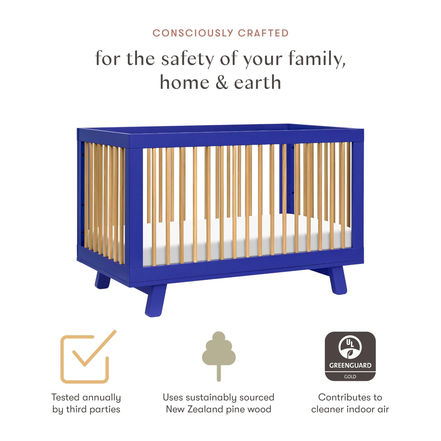 Babyletto Hudson 3-in-1 Convertible Baby Crib - GREENGUARD Gold Certified