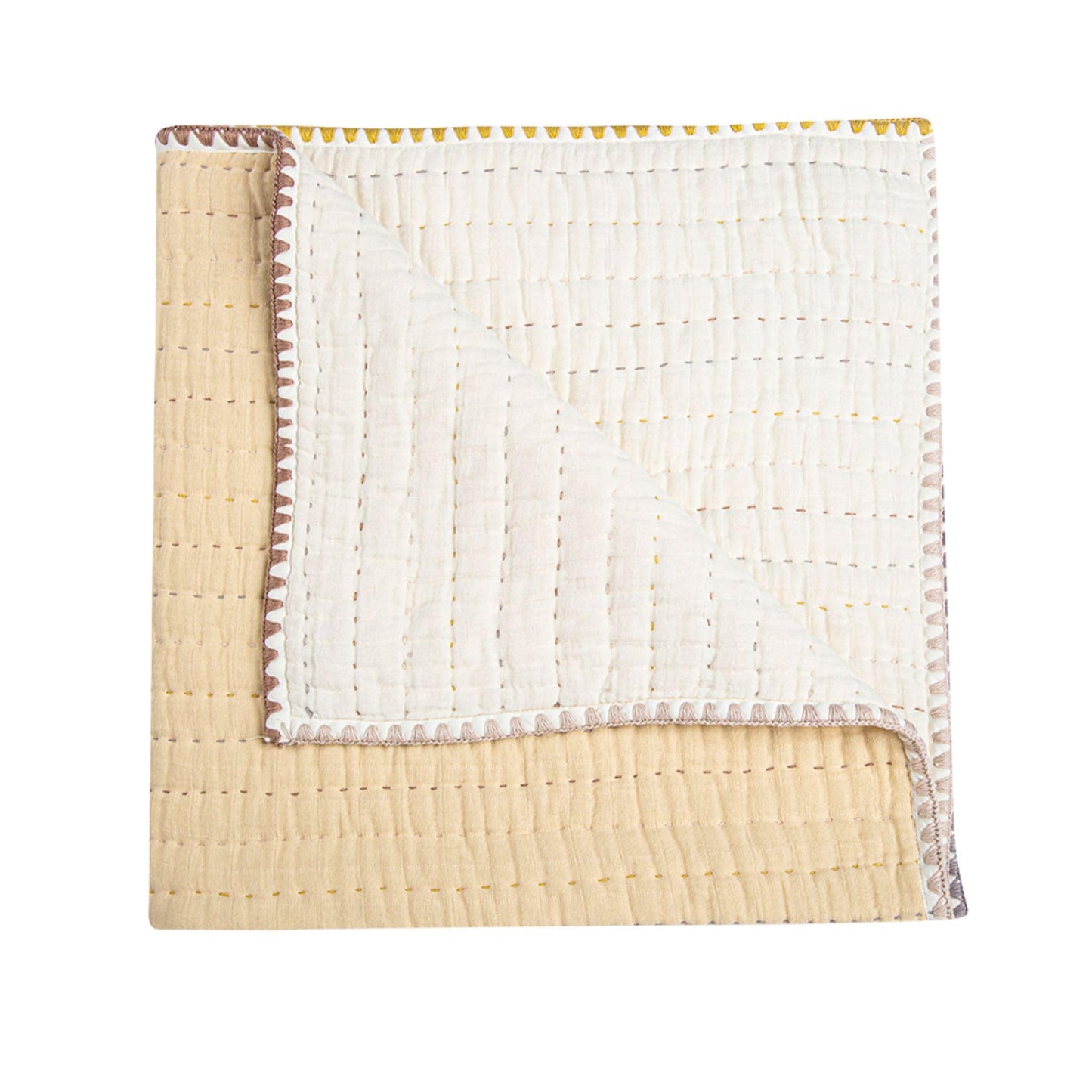 Crane Baby Blanket, 36” x 36”, Soft Cotton Quilted Nursery Blanket for Boys and Girls, Copper, Ezra Print