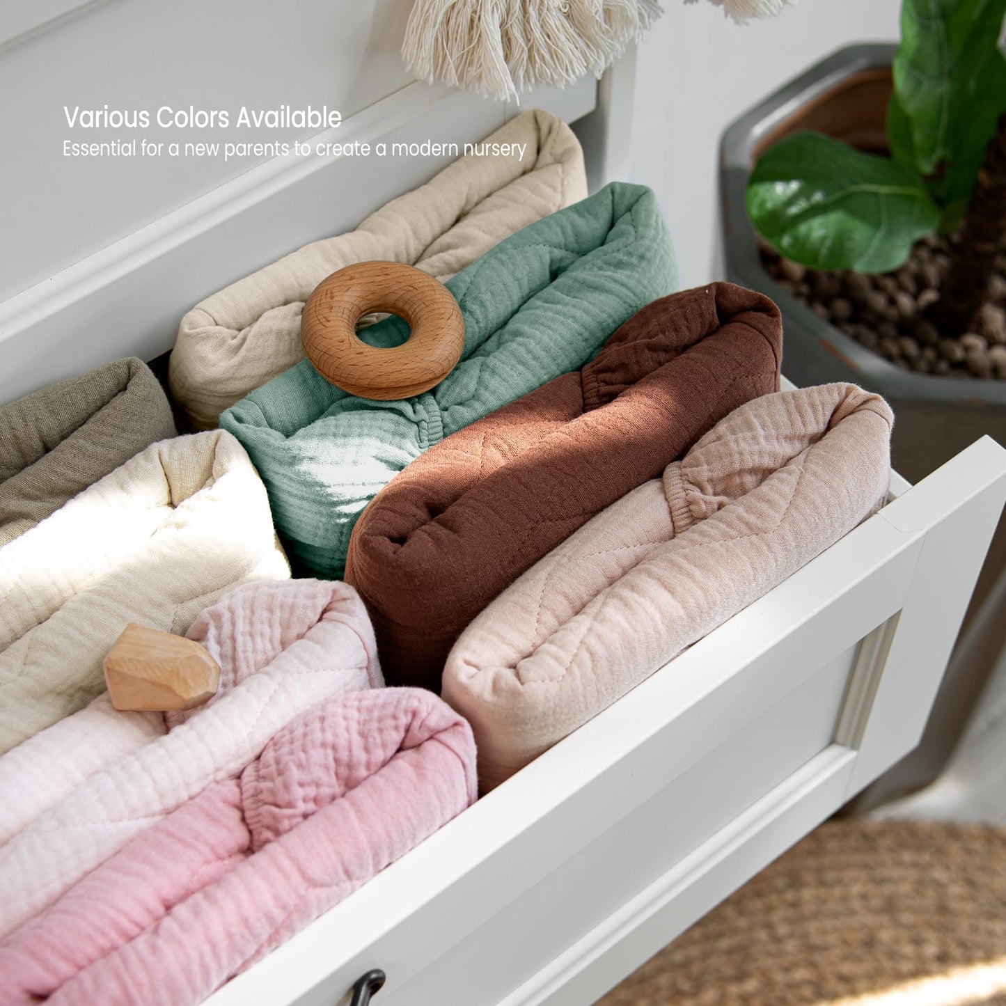 lulumoon Muslin Changing Pad Cover: Baby Cotton Quilted Changing Table Cover