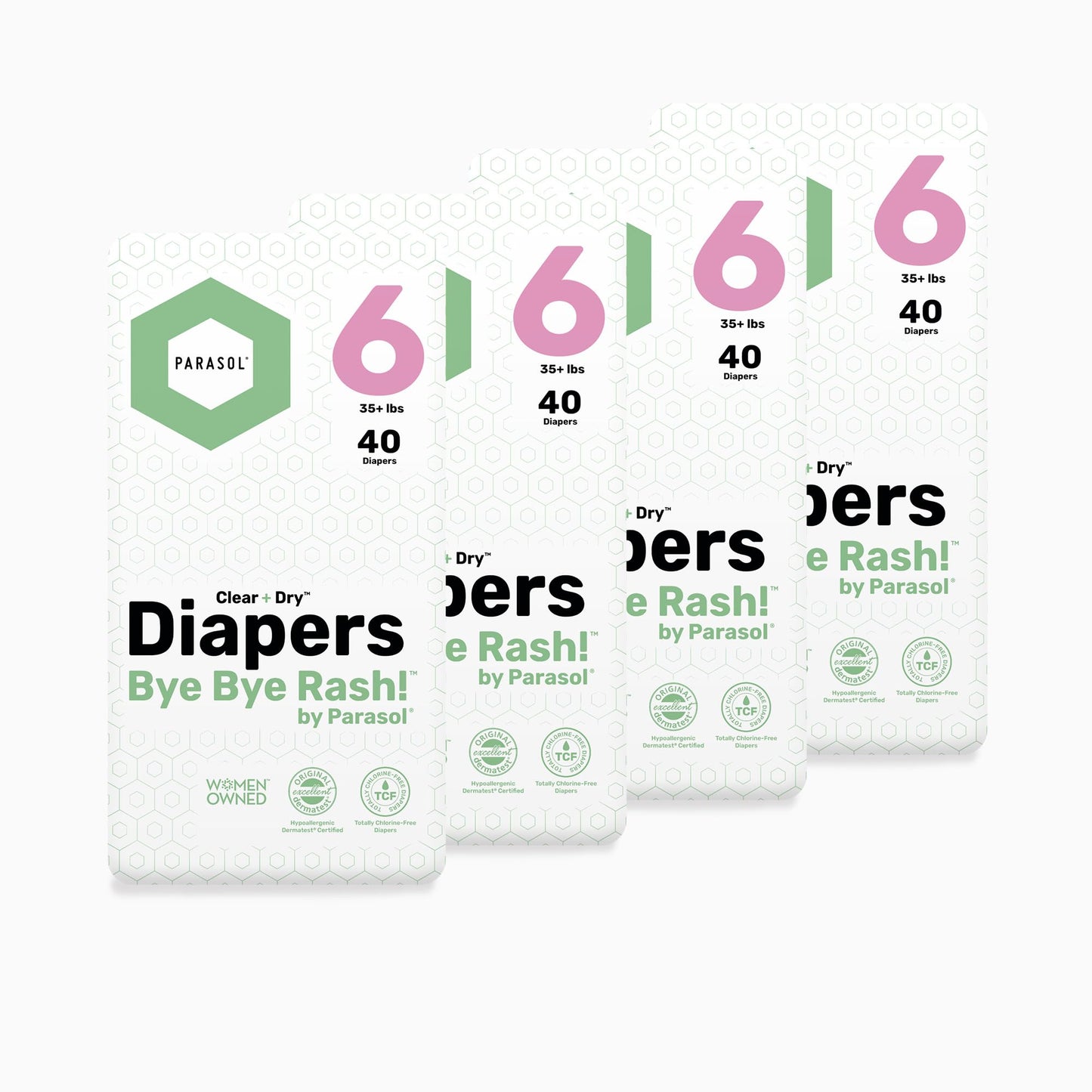 PARASOL Clear+Dry Disposable Diapers | RashShield Protection, Leakproof Design, Hypoallergenic | Size 4, (20-32 lbs) 48 Count