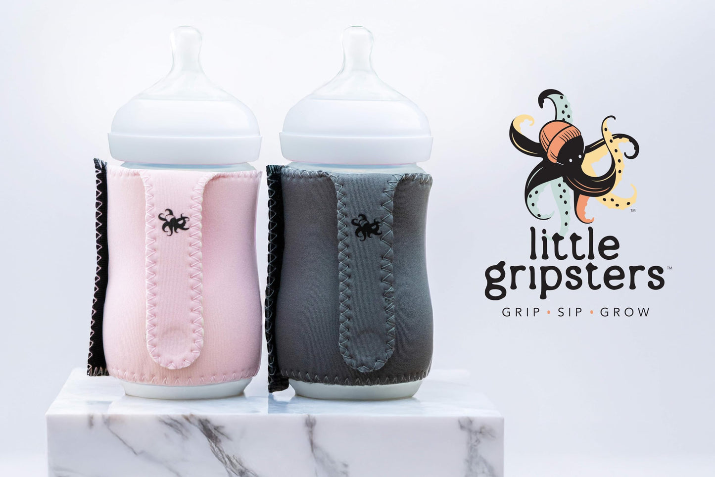 Baby Bottle Sleeve for Self-Feeding - BPA-Free, Adjustable Velcro Fit - Machine Washable