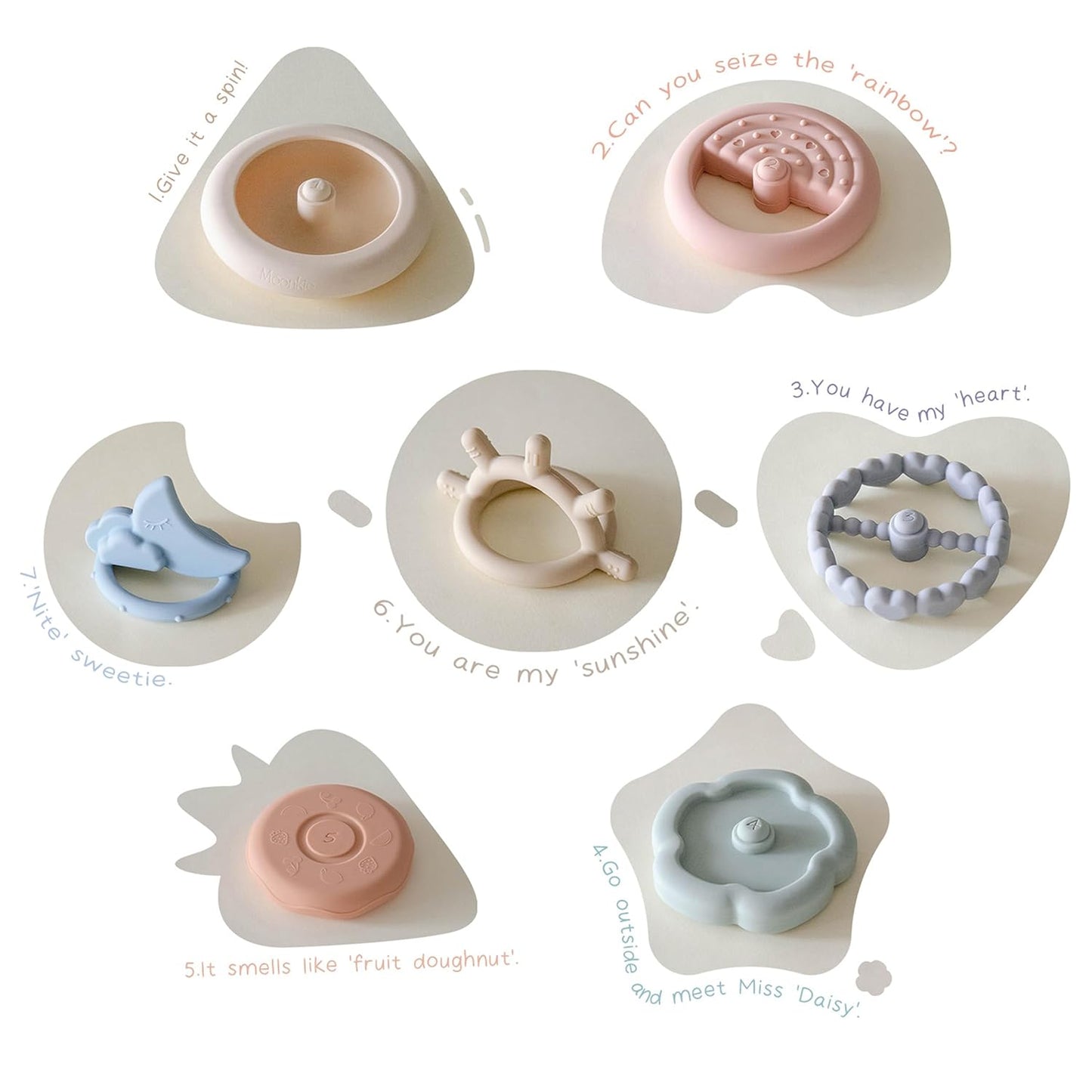Moonkie Stacks of Circles Soft Teething Toy 7 Piece Teethers Set