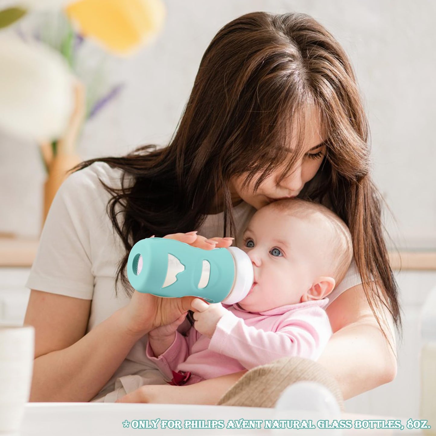 3 Pack Silicone Sleeves for Avent Natural Glass Baby Bottles, Anti Breakage Baby Bottle Holder, Compatible Philips Avent Glass Natural Baby Bottle 4 oz(Grey+Dark Blue+Apricot)