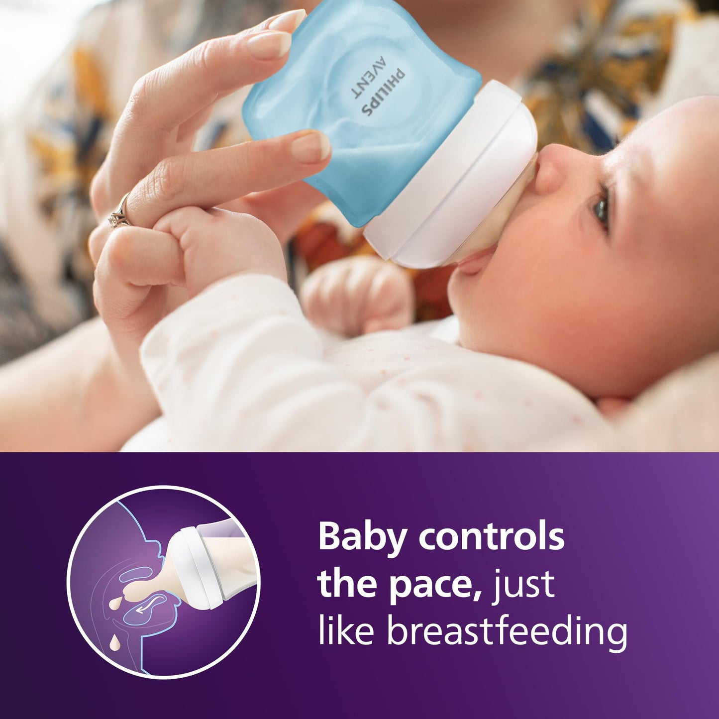 Philips Avent Natural Baby Bottles with Natural Response Nipples (Slow Flow, Flow 2), 4oz, 4-Pack