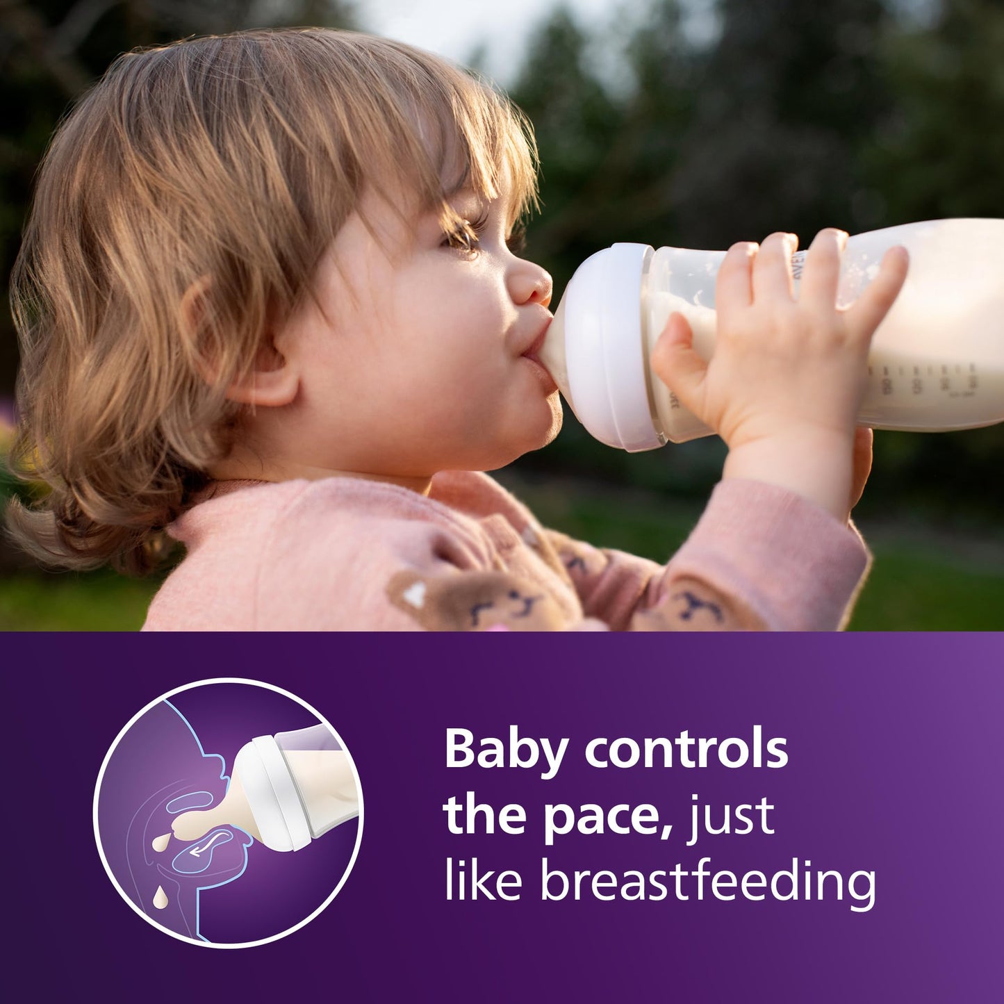 Philips Avent Natural Baby Bottles with Natural Response Nipples (Slow Flow, Flow 2), 4oz, 4-Pack