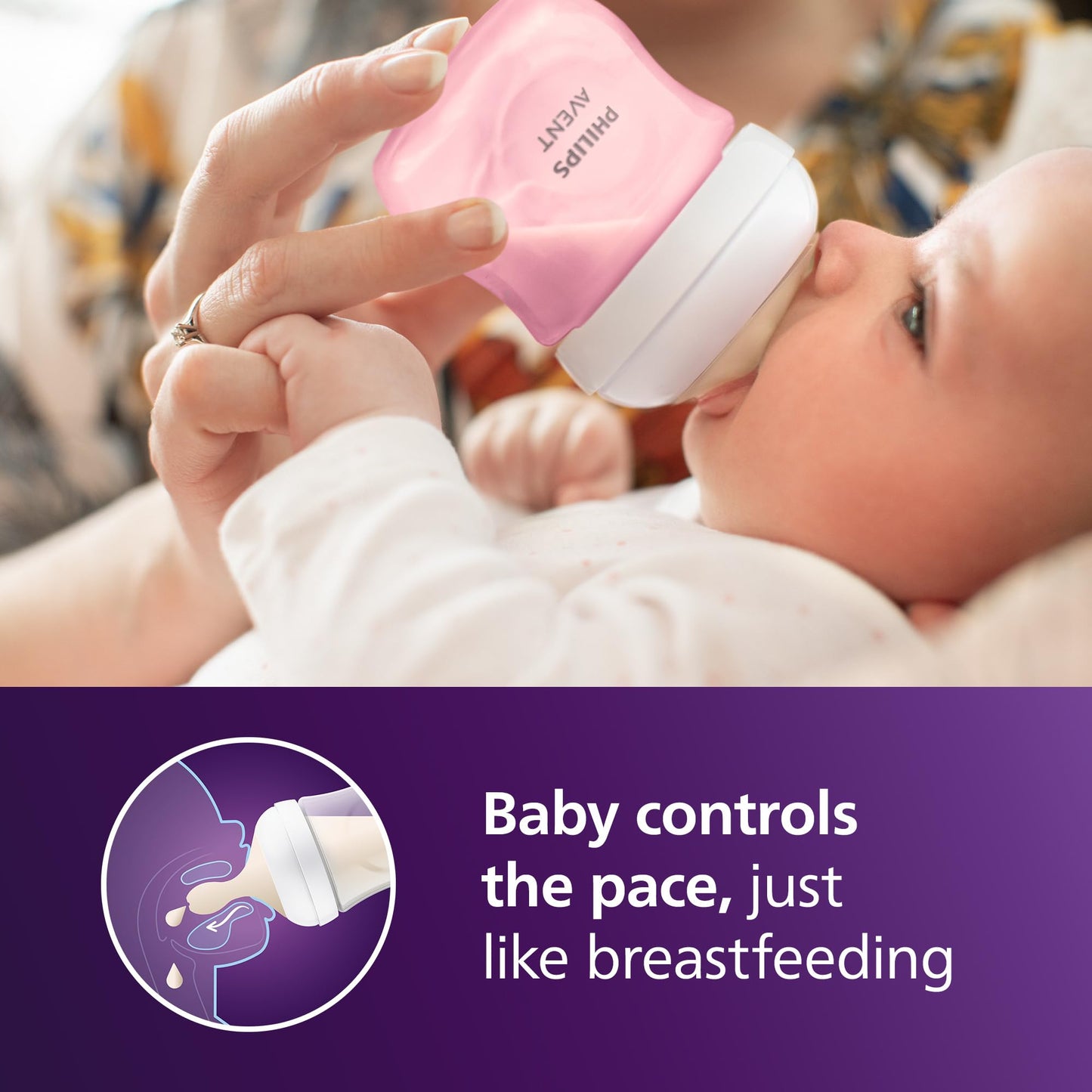 Philips Avent Natural Baby Bottles with Natural Response Nipples (Slow Flow, Flow 2), 4oz, 4-Pack
