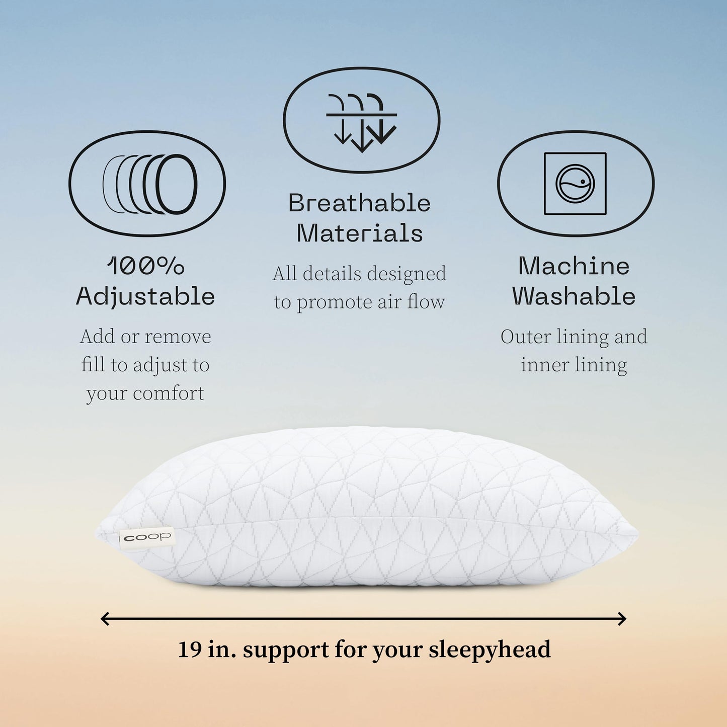 Coop Home Goods Original Toddler Adjustable Pillow, Soft, Breathable, with Premium Memory Foam and Zippered Cover, CertiPUR-US/GREENGUARD Gold