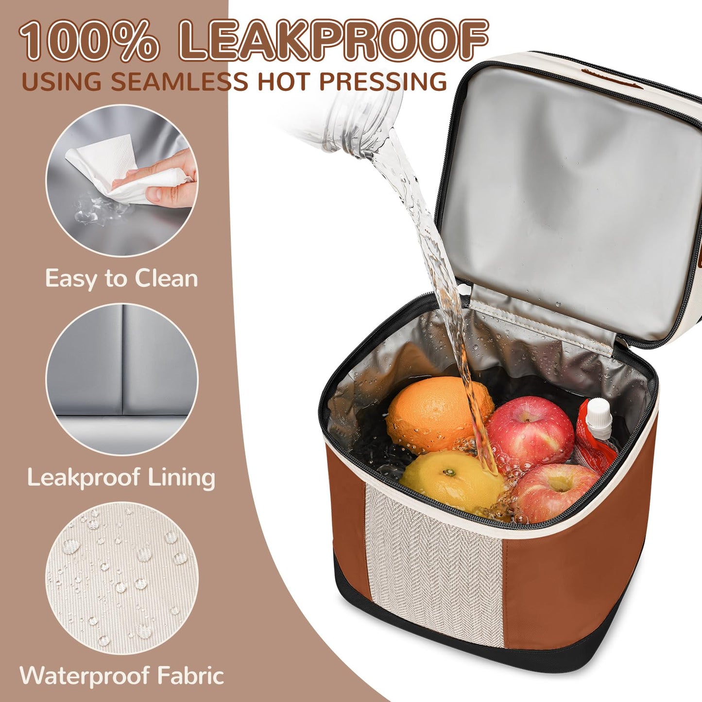 Mancro Breastmilk Cooler Bag with Ice Pack, Double Layer Insulated Baby Bottles Bag Fits 6 Bottles Up to 9 Ounces, Portable Breast Pump Cooler Travel Bag for Daycare and Nursing Moms, Beige