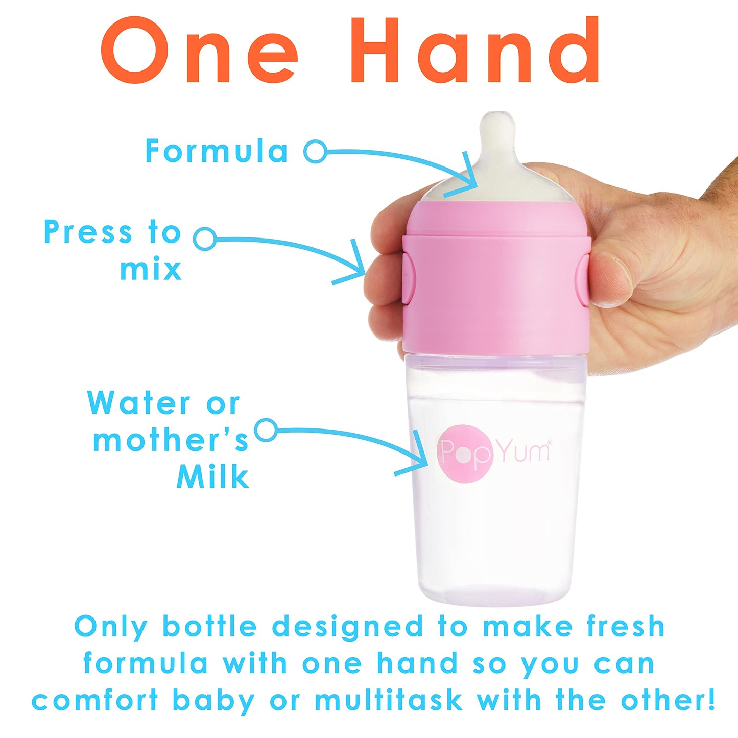 PopYum Orange Formula Making Baby Bottle Starter Set, 4-Pack