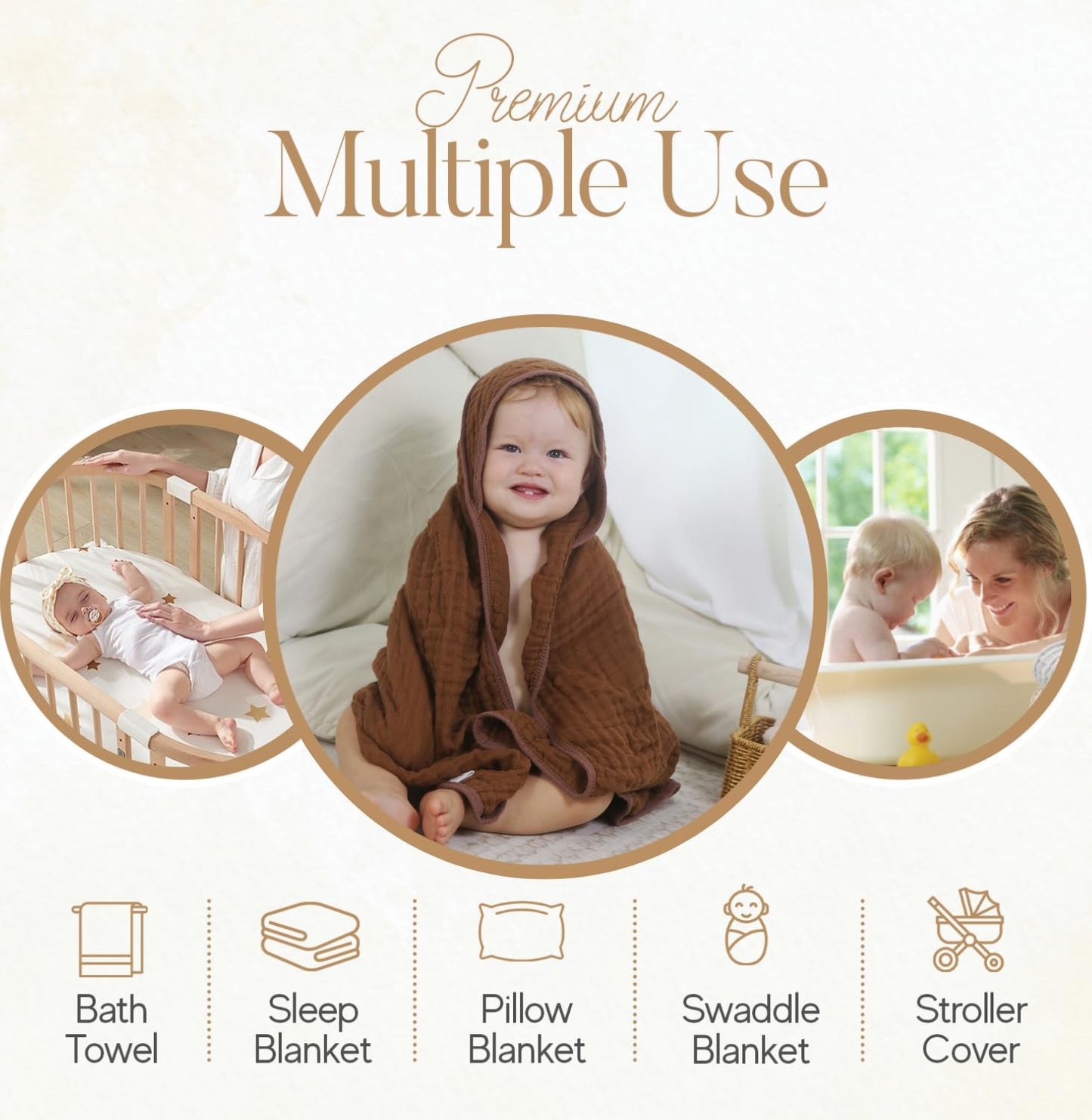 Muslin Hooded Baby Towel 4 Pack