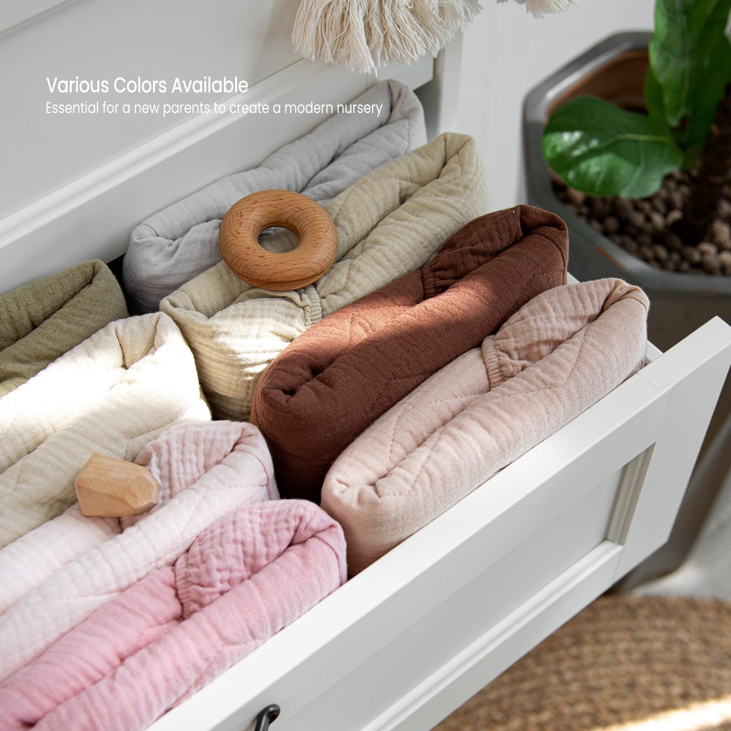 lulumoon Muslin Changing Pad Cover: Baby Cotton Quilted Changing Table Cover