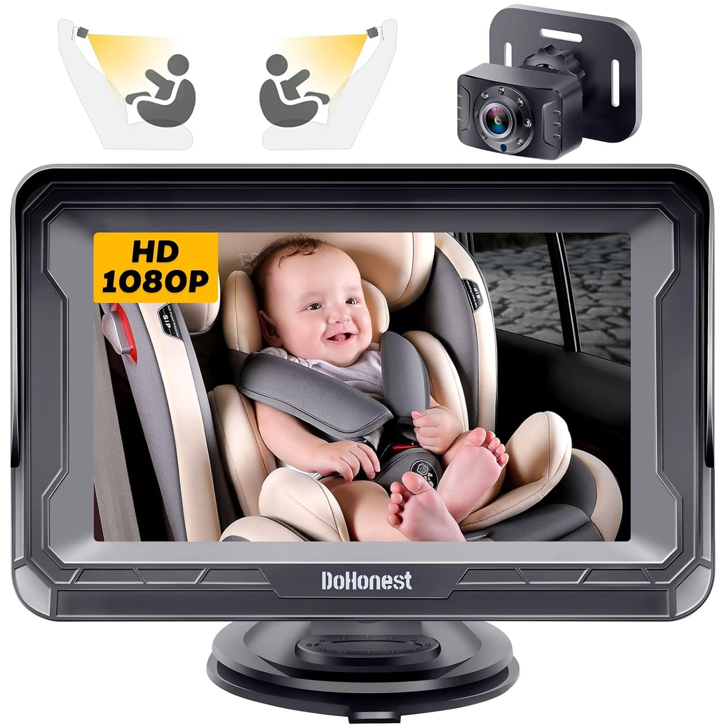 DoHonest Baby Car Camera HD 1080P - Rear-Facing Car Baby Monitor with Night Vision