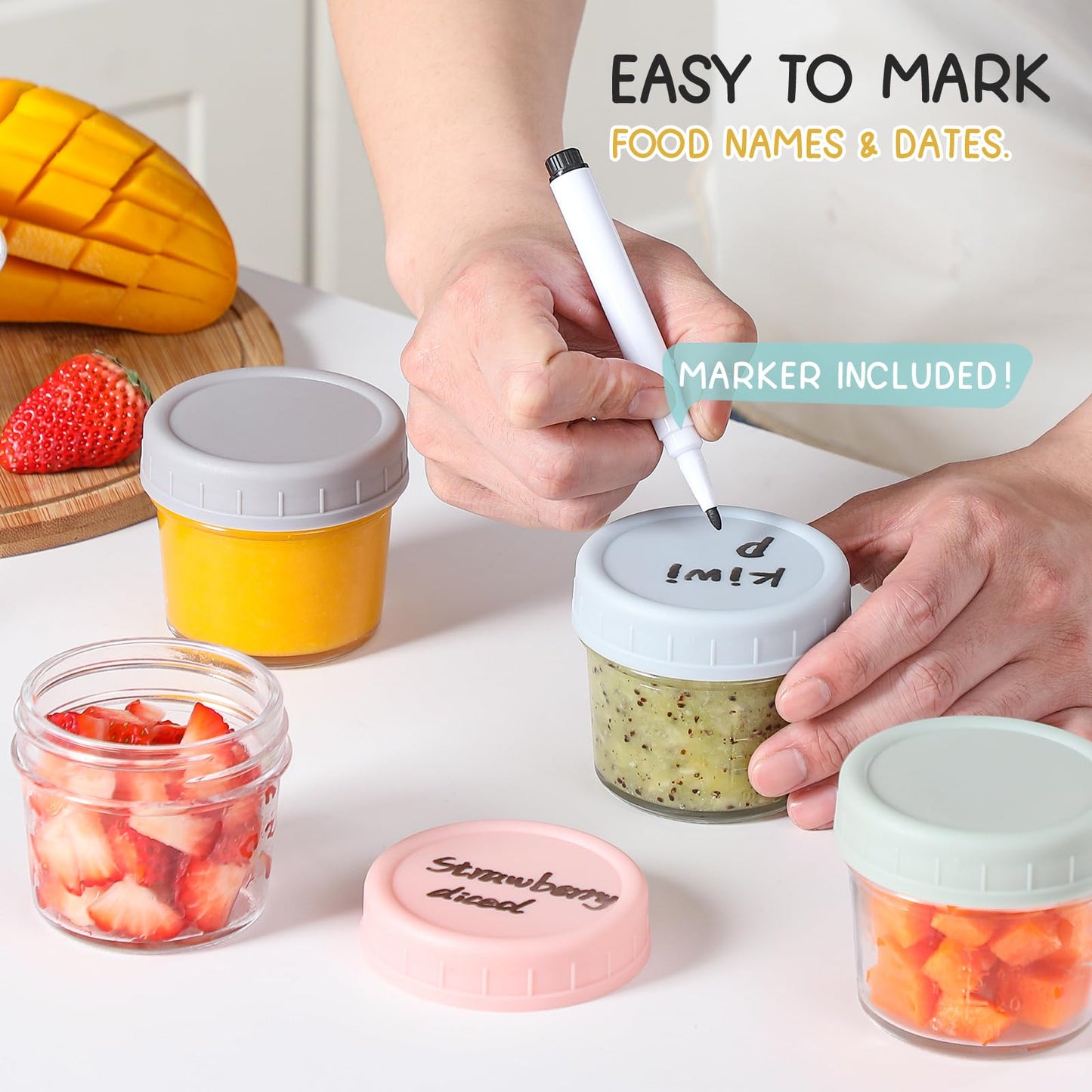 VITEVER 12 Pack Glass Baby Food Storage Containers