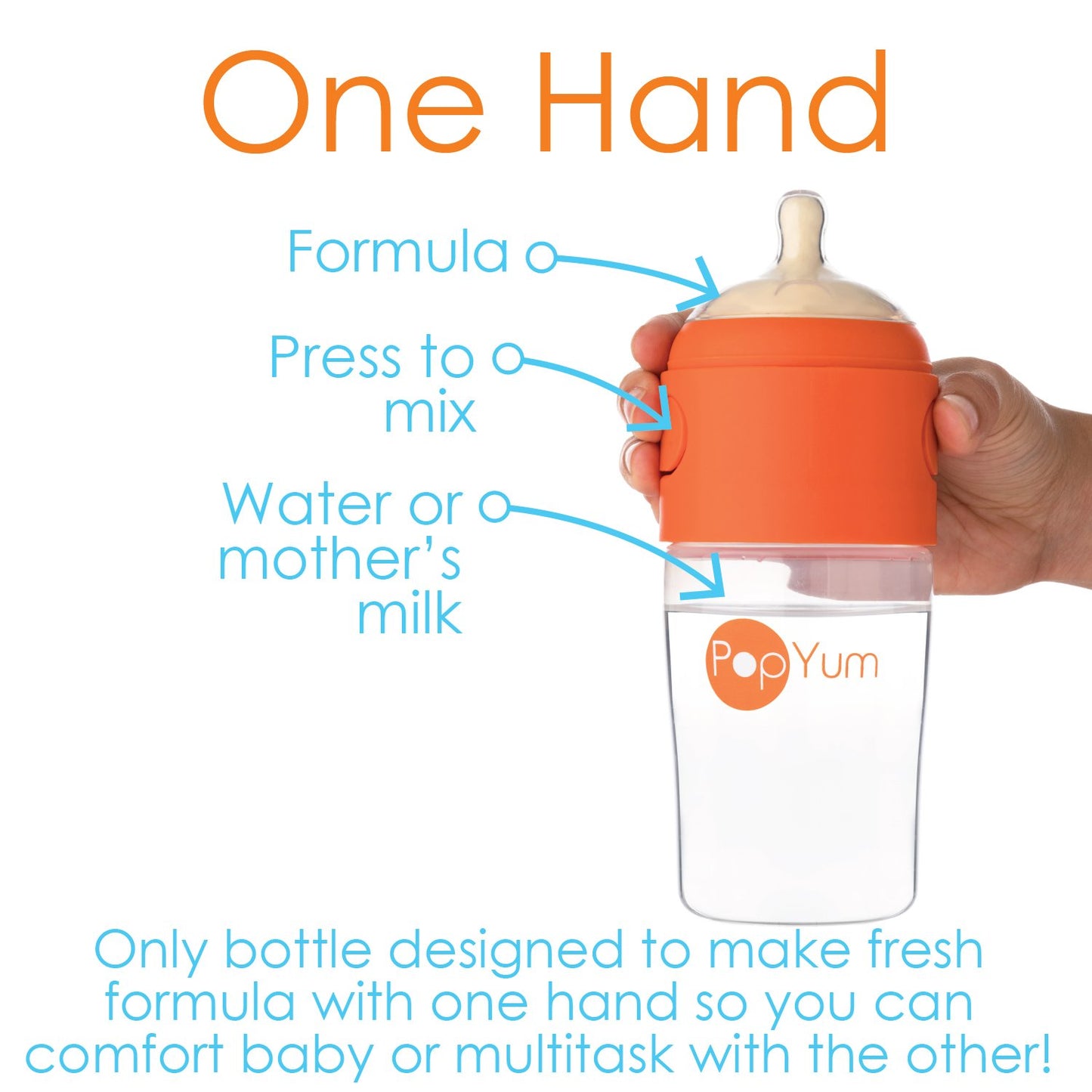 PopYum Orange Formula Making Baby Bottle Starter Set, 4-Pack