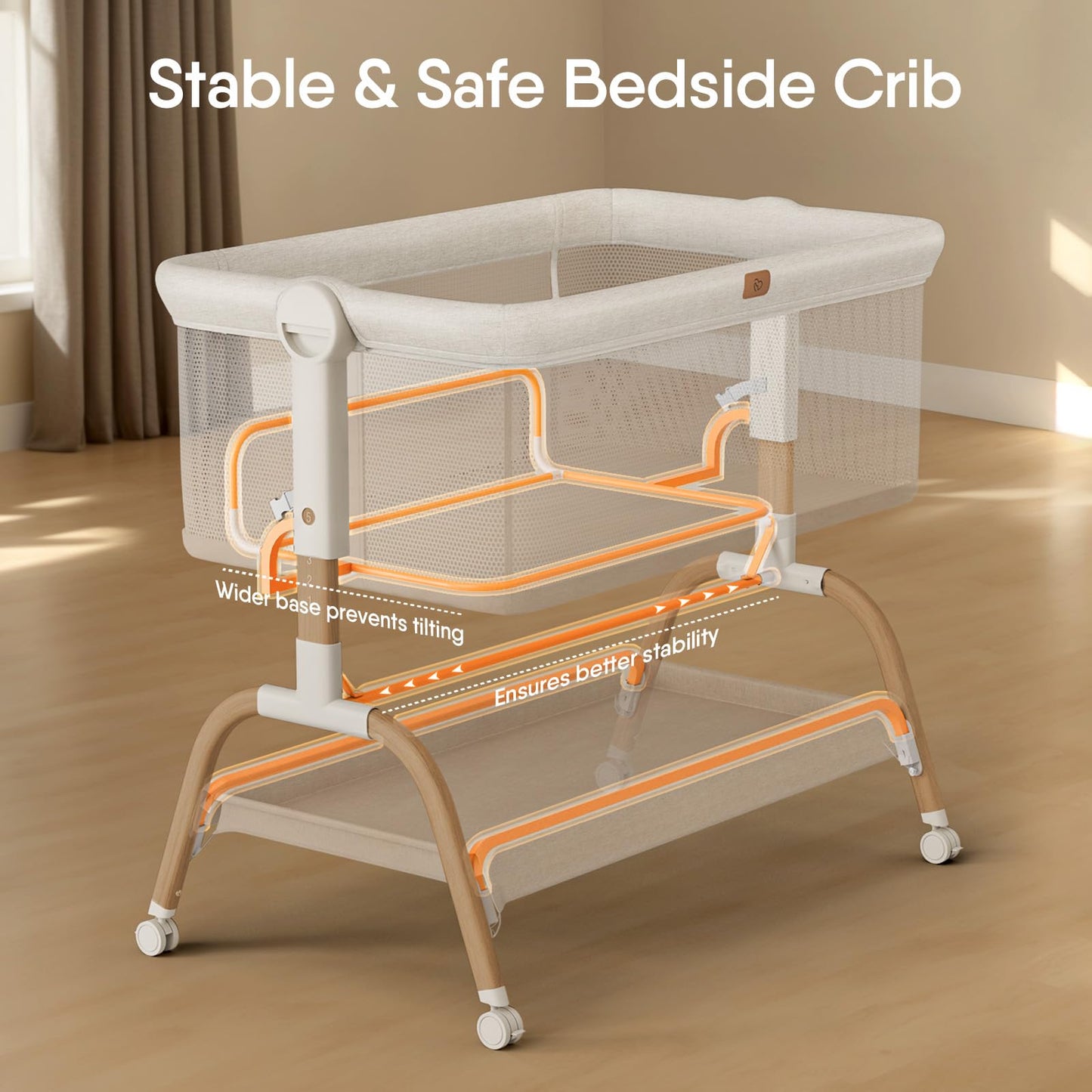 Baby Bassinet Bedside Crib, 3-in-1 Baby Bassinet Bedside Sleeper with Mattress